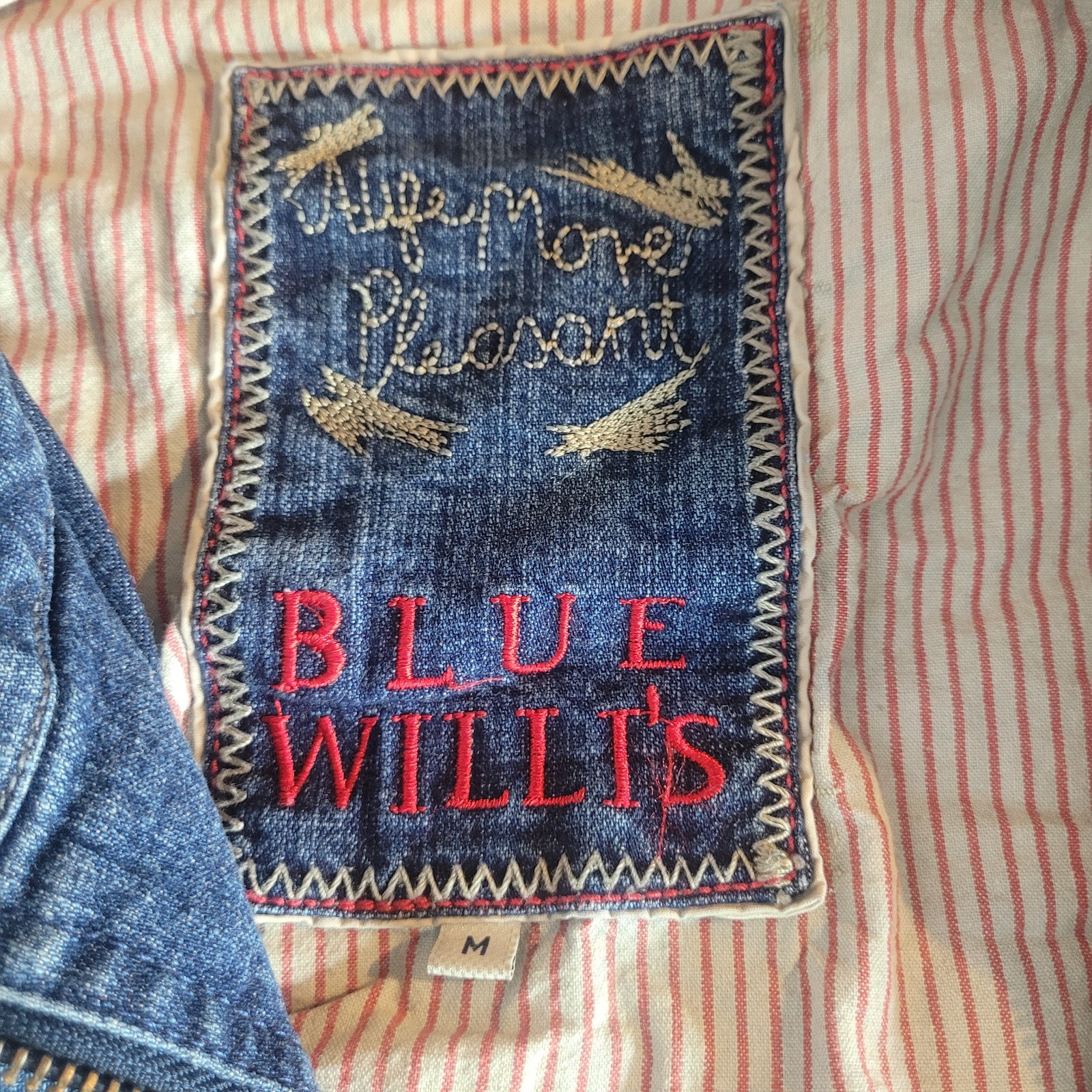 Blue Willi’s denim jacket full-zip closure distinct zippered pock Sz M Y2K/90