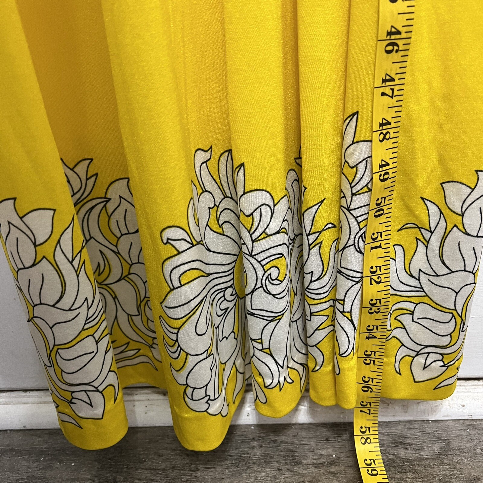 Mr. Dino Golden Door Vintage Maxi Dress Floral Yellow Women’s Size 8 **READ**