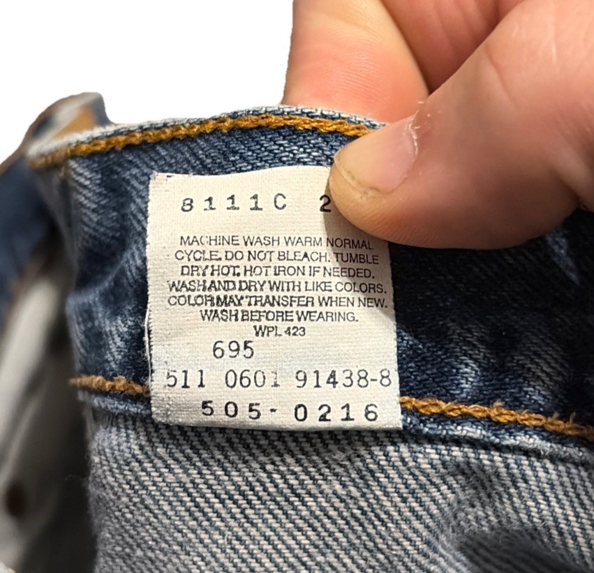 Vintage Levis 505 0216 Red Tab Blue Jeans Denim Womens 30×33 USA Made Fades 90s