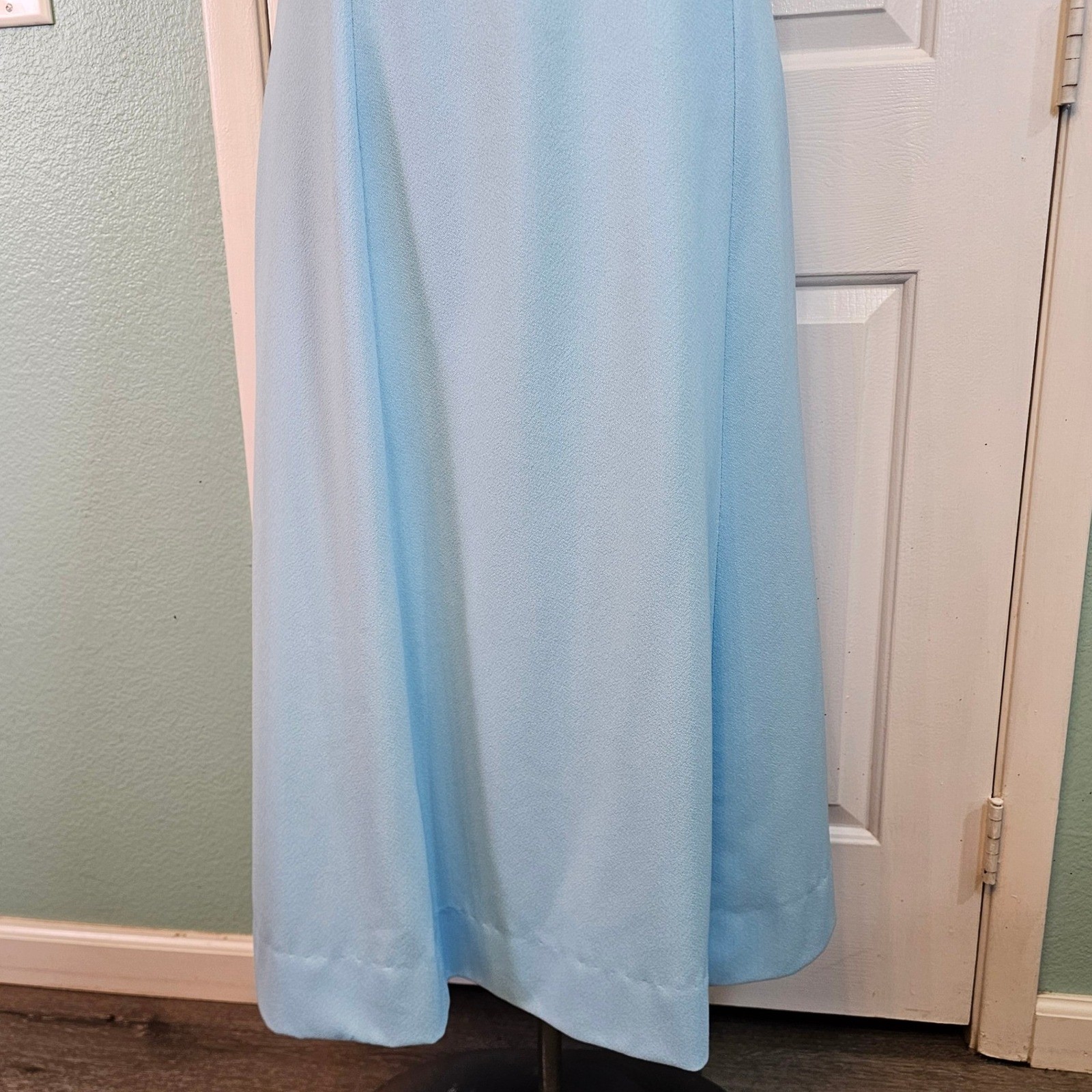 Vintage 1970s Emily Bundrick Blue Maxi Dress & Tie Jacket Set Mod Formal Size M