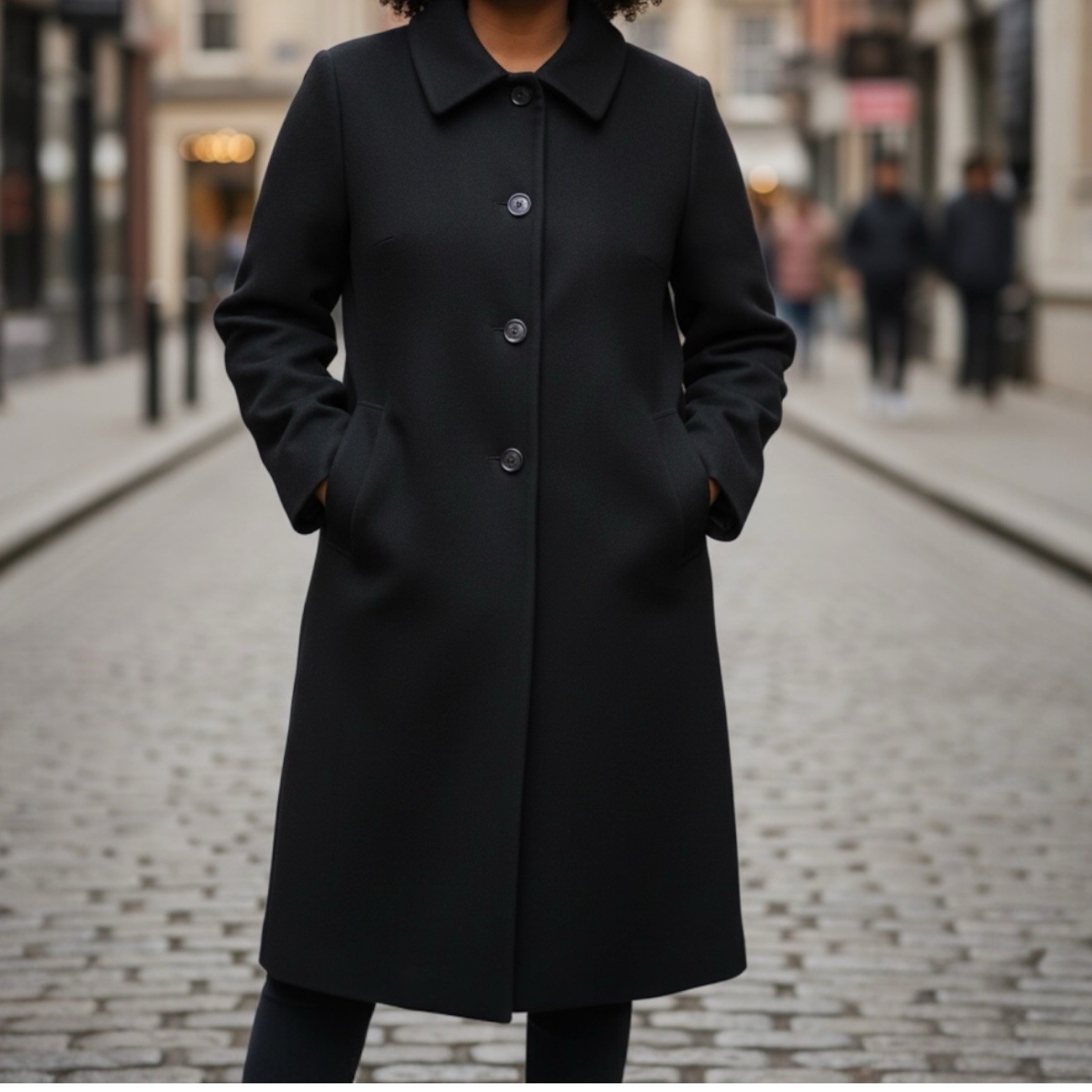 Vintage Liz Claiborne Plus Size 18 Long Black Wool Trench Coat Overcoat