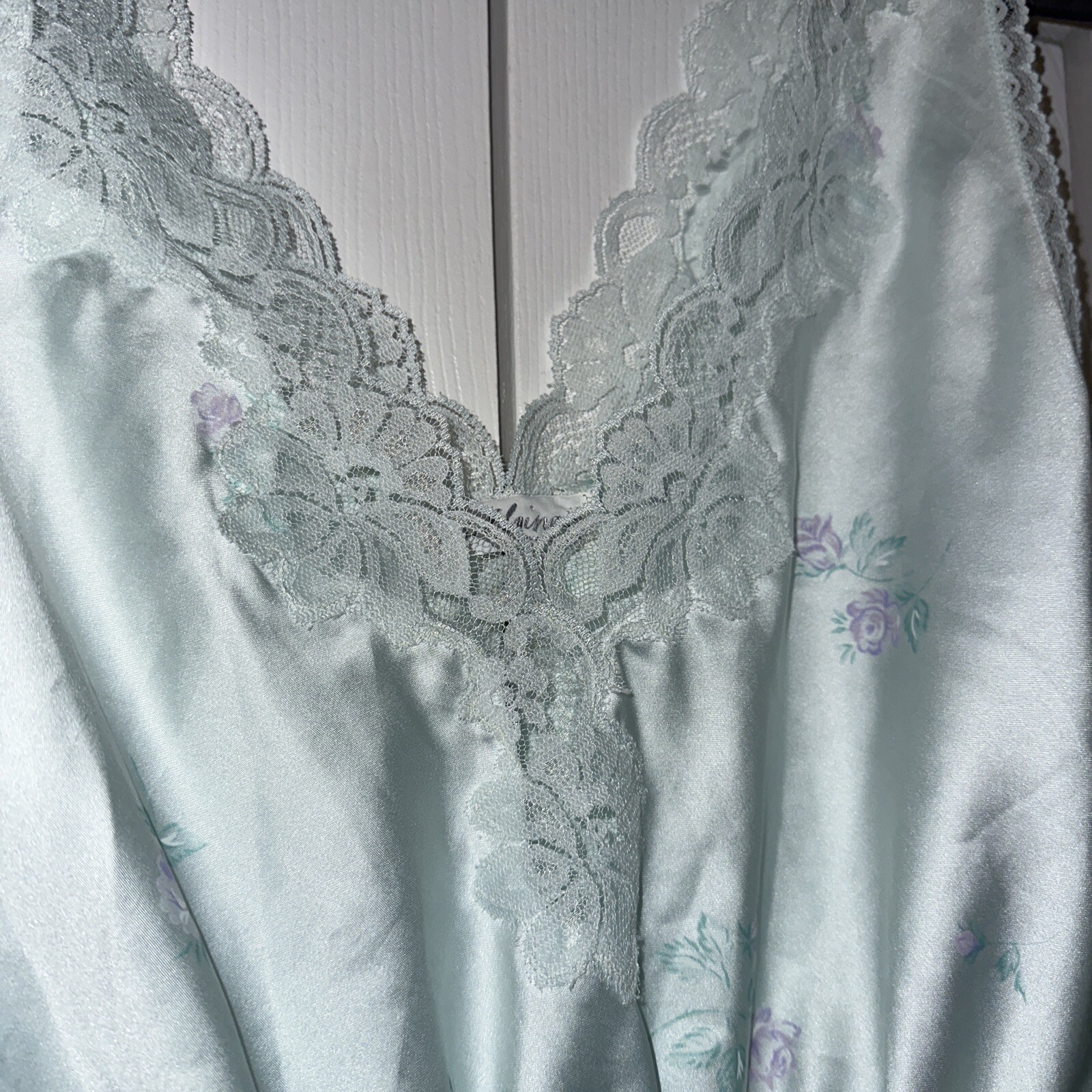Vintage Miss Elaine Pastel Floral Lace Teddy Romper Playsuit Size M Made In USA