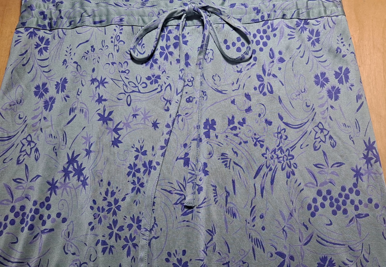 Vtg 80s Flora Kung Silk Jersey Mint Green/Purple Floral Print Sheath Dress 4/ XS
