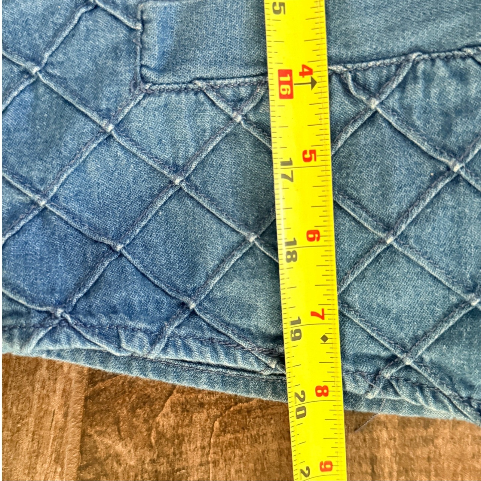 Two Twenty Women’s Vintage Rosette Detail Denim Quilted Vest, Blue Pastels,M