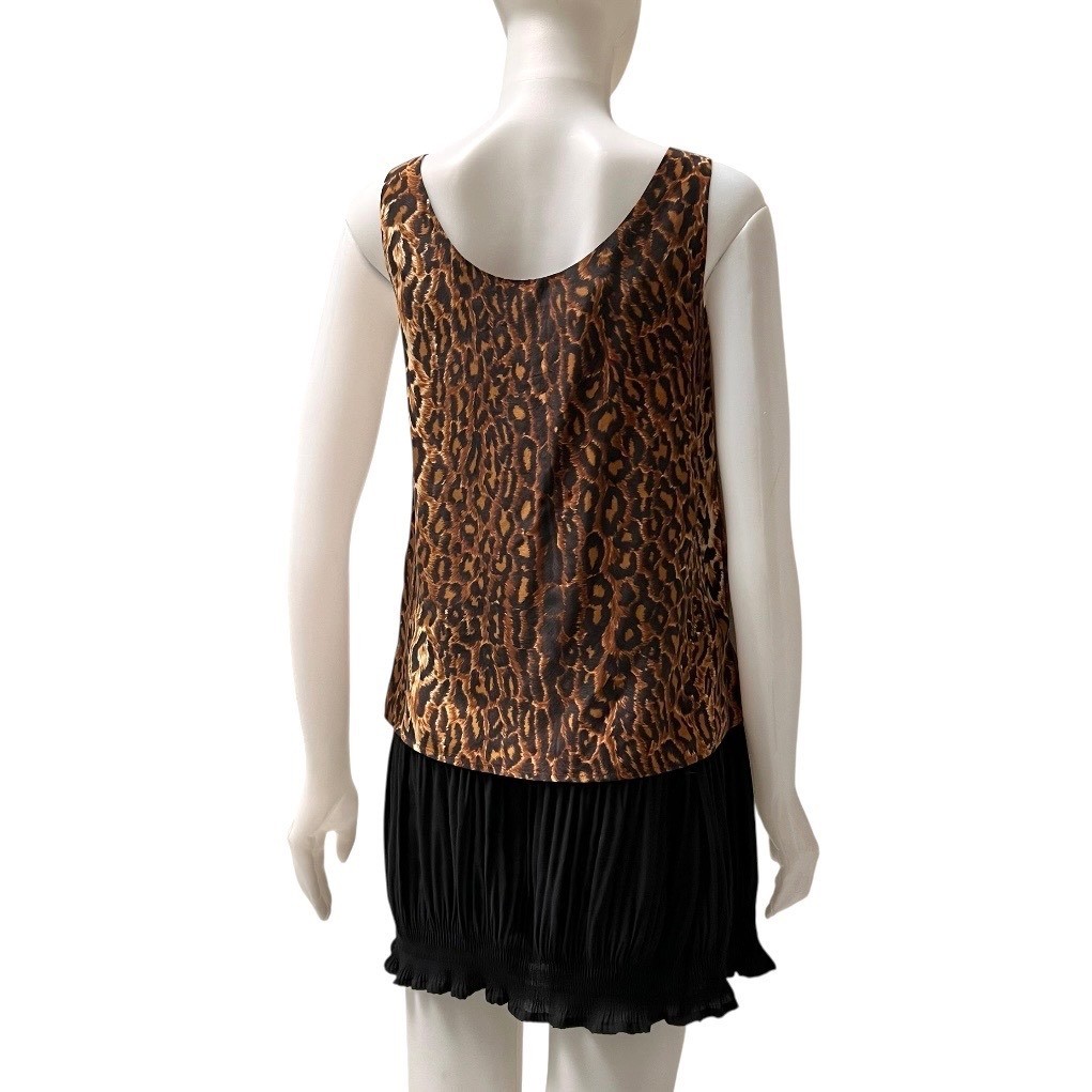 Vintage 90s Express Silk Leopard Print Tank Top XS Office Siren Mob Wife Chic