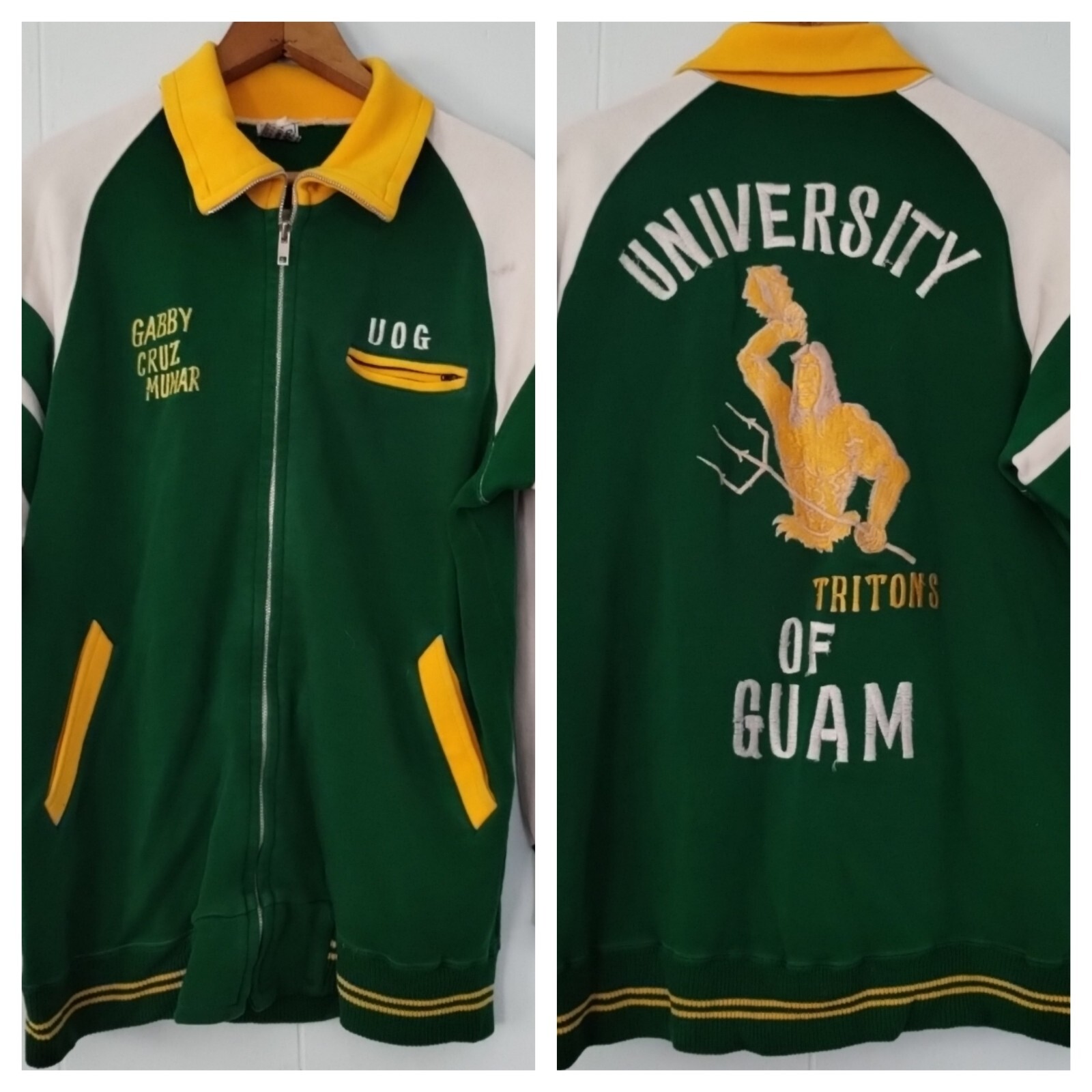 Rare 60s 70s Vintage Athletic Warmup University Guam Womens Made Korea Size 40