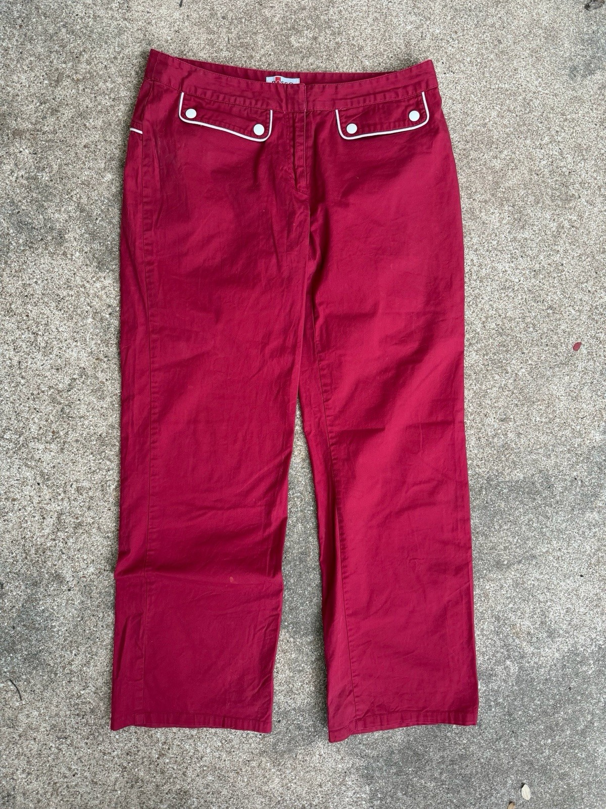 Vintage Rosso Golf Pants Red White Front Clasp Button Pockets, Good Condition
