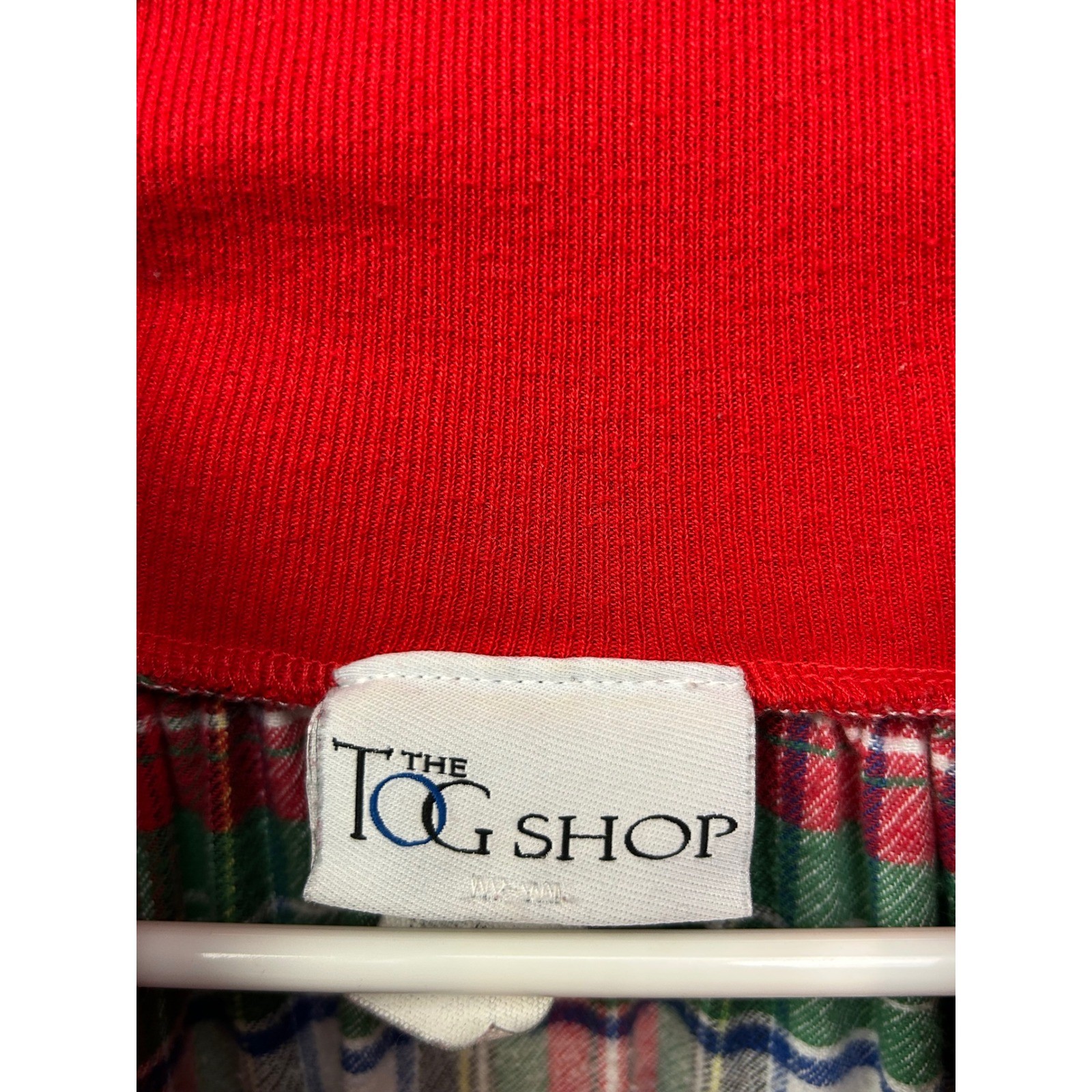 The Tog Shop Nightgown Womens Large Red Green Plaid Cotton Zipper Lounger Vtg