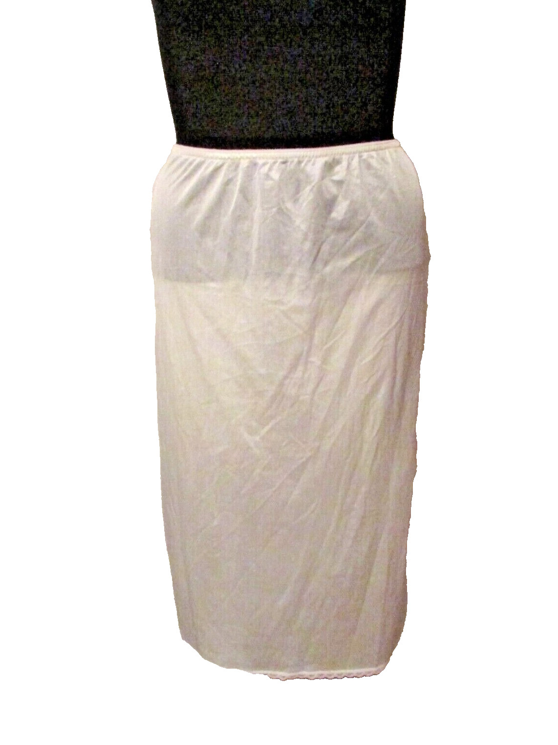 Miss Dira New York Ivory Semi-Sheer Silky Nylon Half Slip Petticoat L USA made