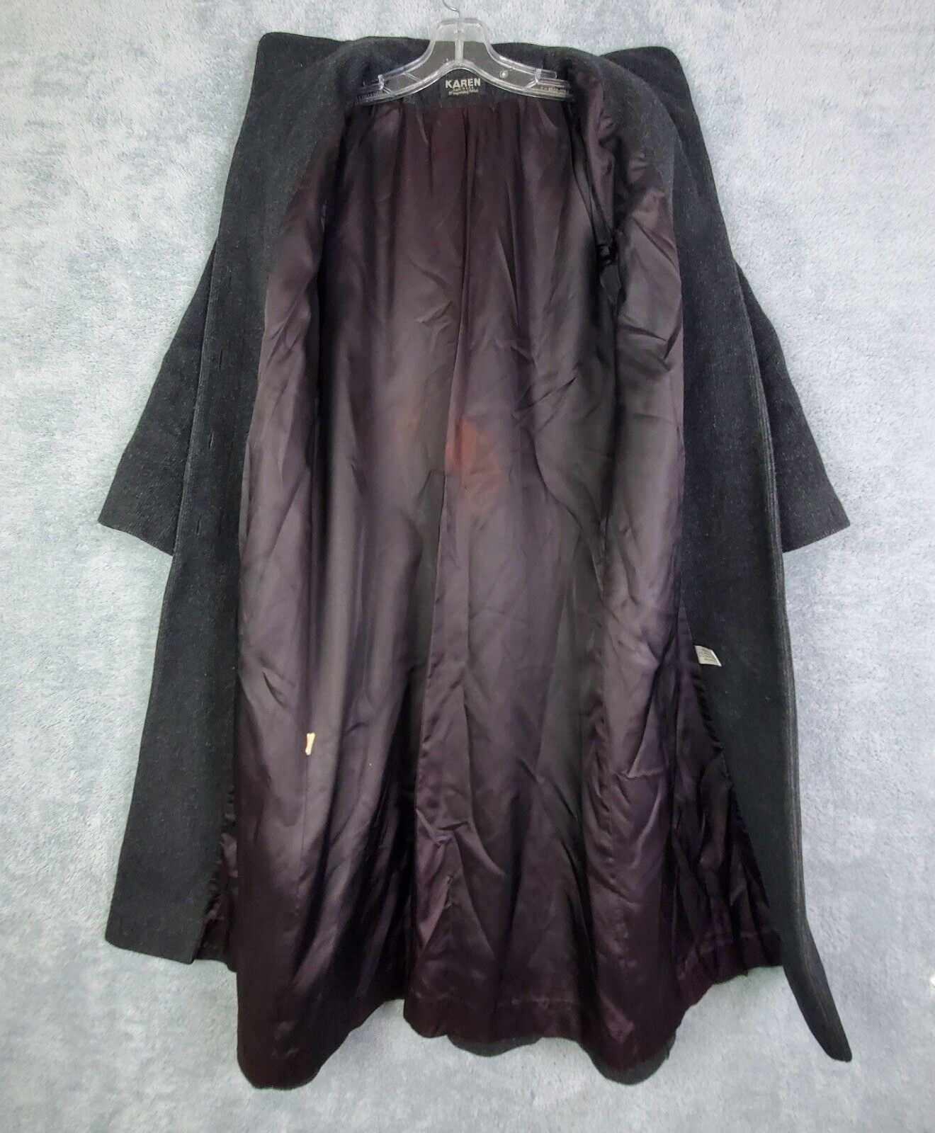Vtg 70s Womens Jacket Size Medium Gray Wool Cashmere Blend Trench Coat ILGWU