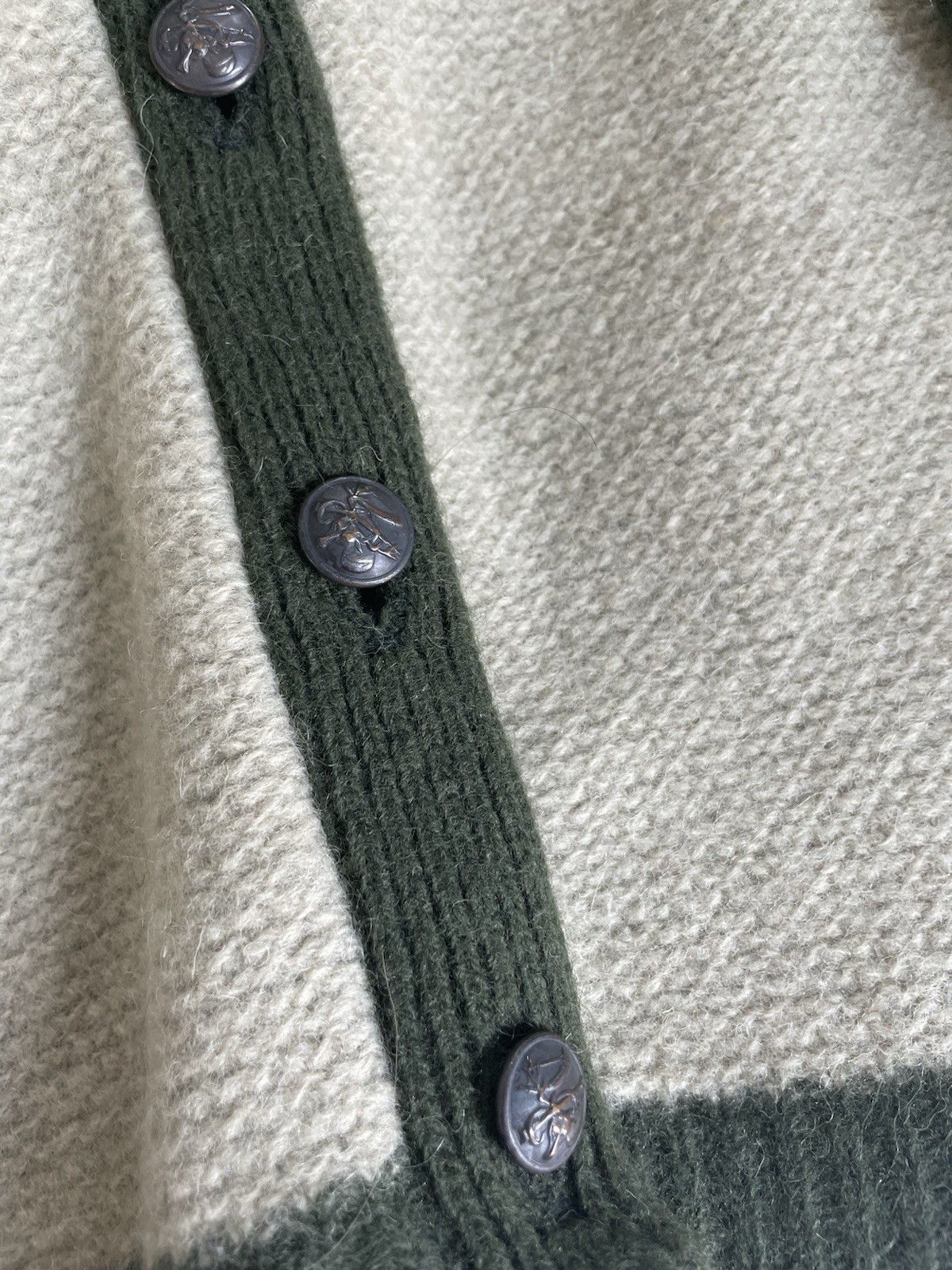 Women’s 60s Avocado Green Wool Jersild Cardigan Size Large