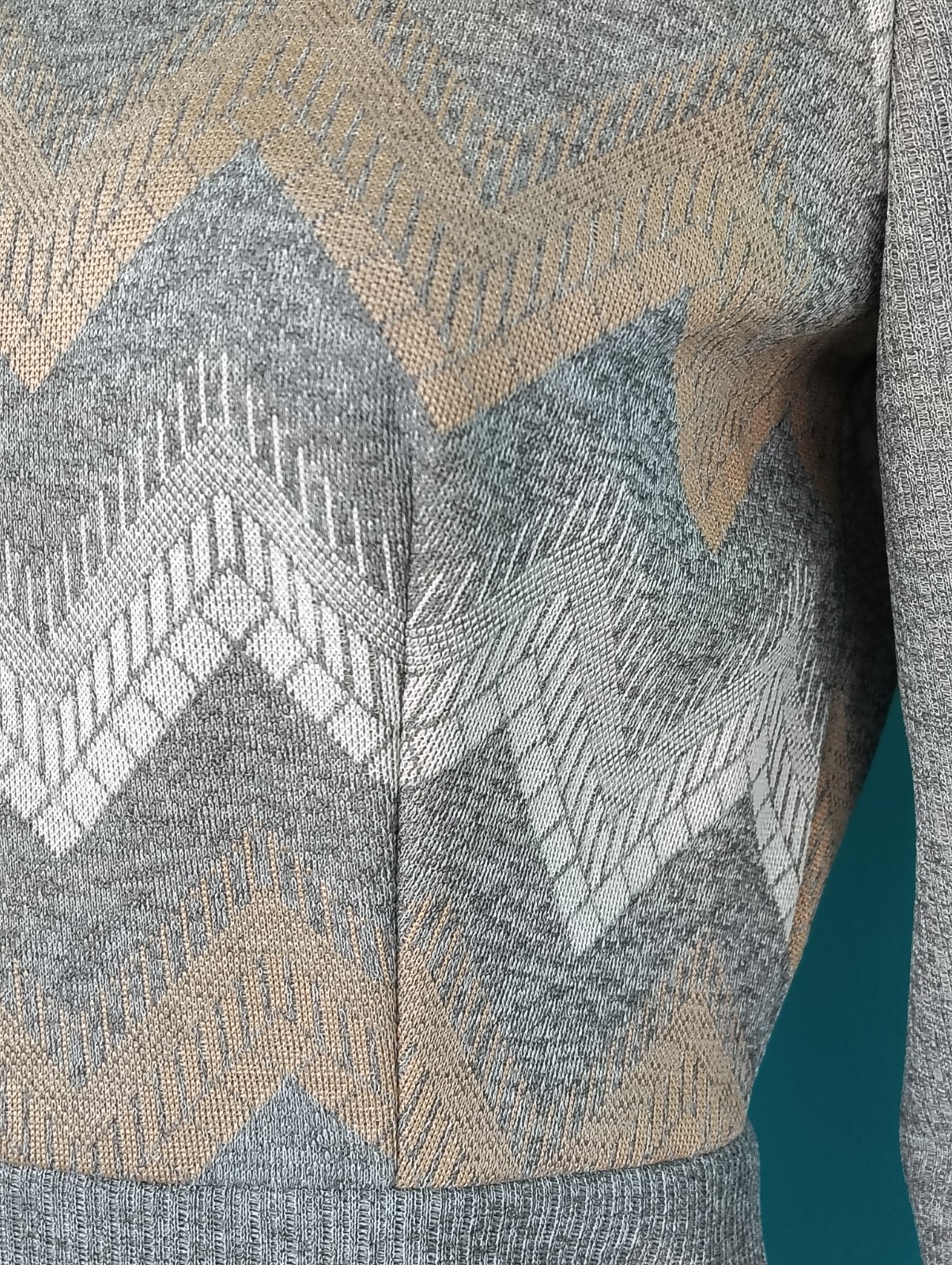 Vintage 70’s Chevron Mini Dress Gray Peter Pan Collar Patty O’Neil NWT size: 11