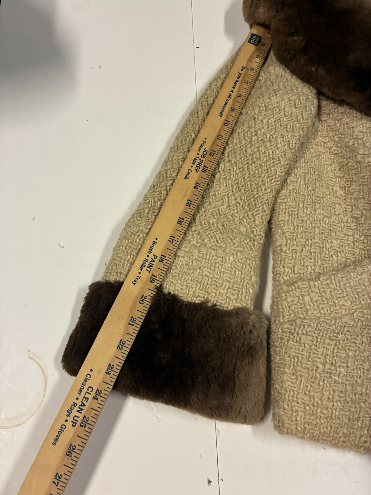 Vtg 70s Forstmann Coat with Fur Collar and Cuffs Wool Blend 3 Button Up
