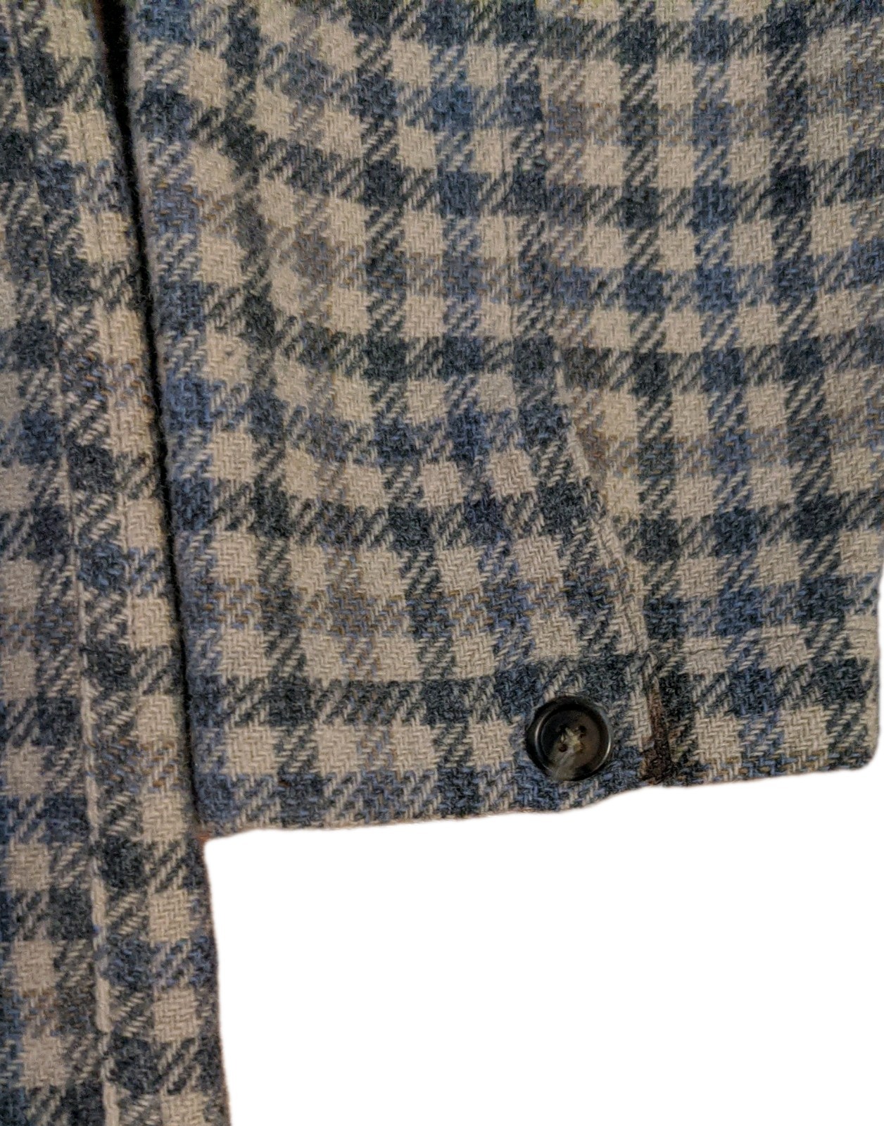 Vtg Woolrich Wool Blend Gray & Beige Hounds tooth Button Up Shirt Women XL USA