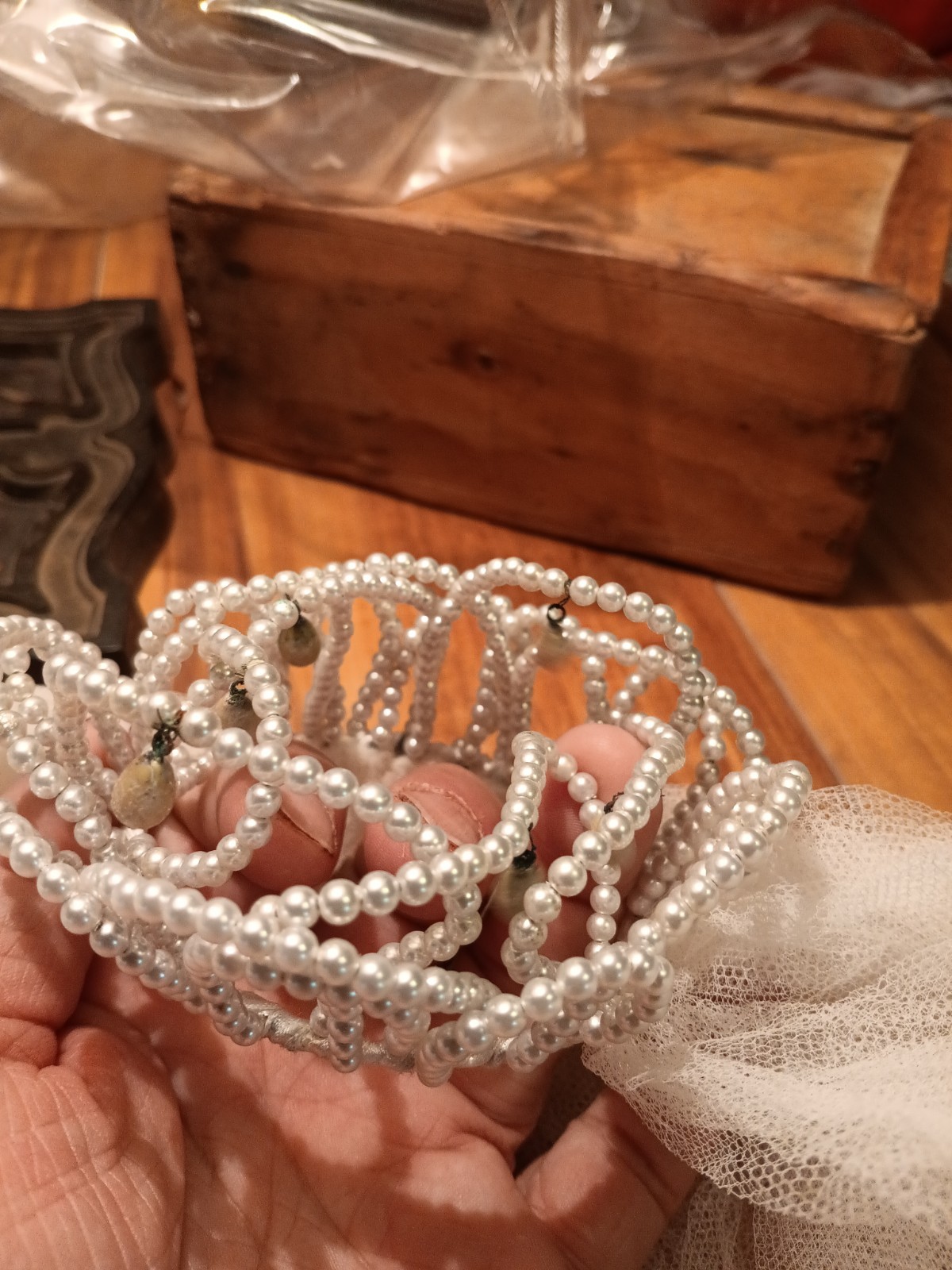 Vintage Pearl Crown Short Veil Mid 1960’s