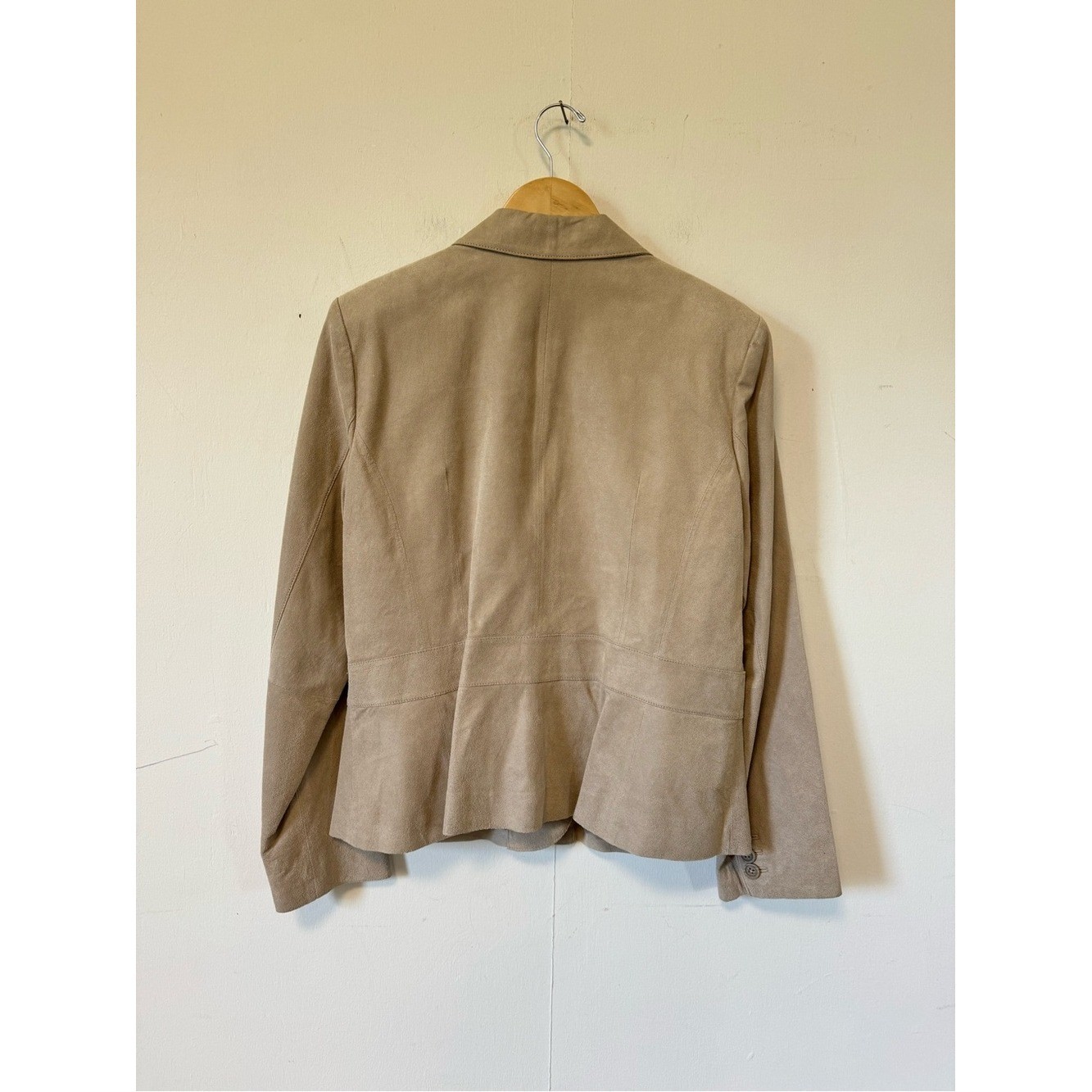 Alfani Women’s Tan Suede Button Front Leather Jacket XL Y2K Vintage Spring Fall