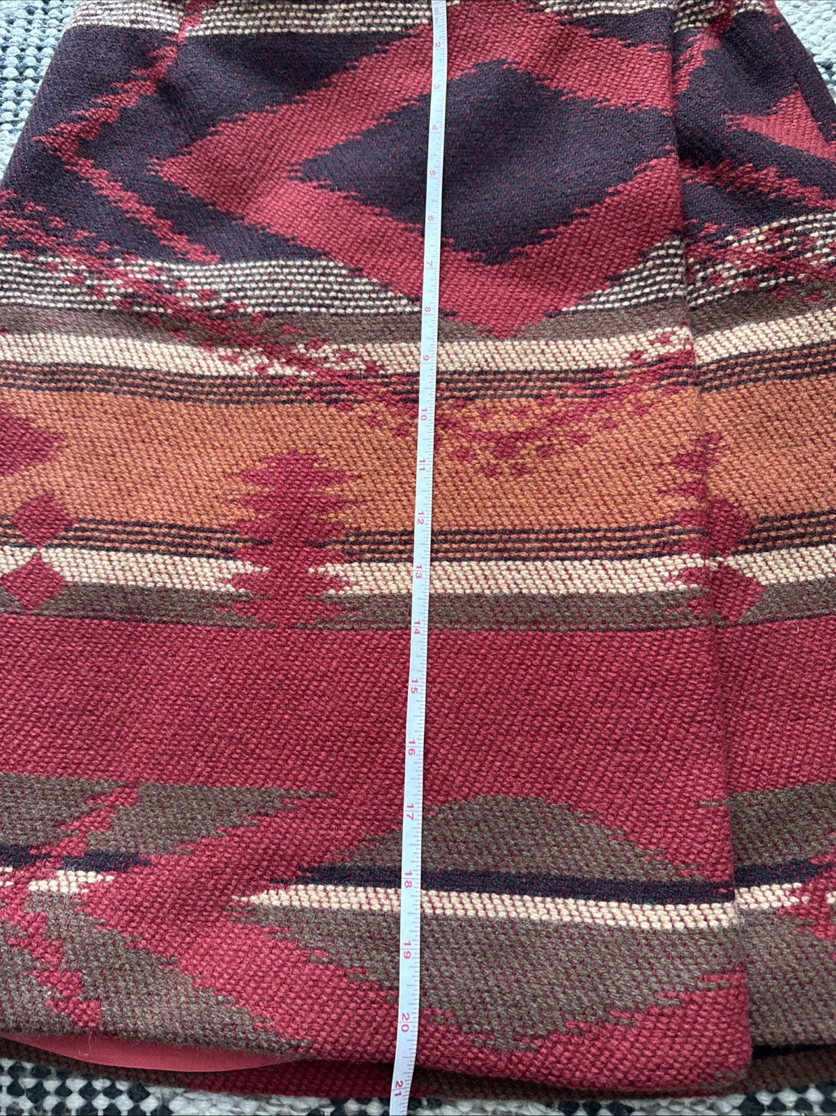Breeches Vintage Wool Southwestern Stripe Wrap Skirt Red Multicolor Aztec Sz 6