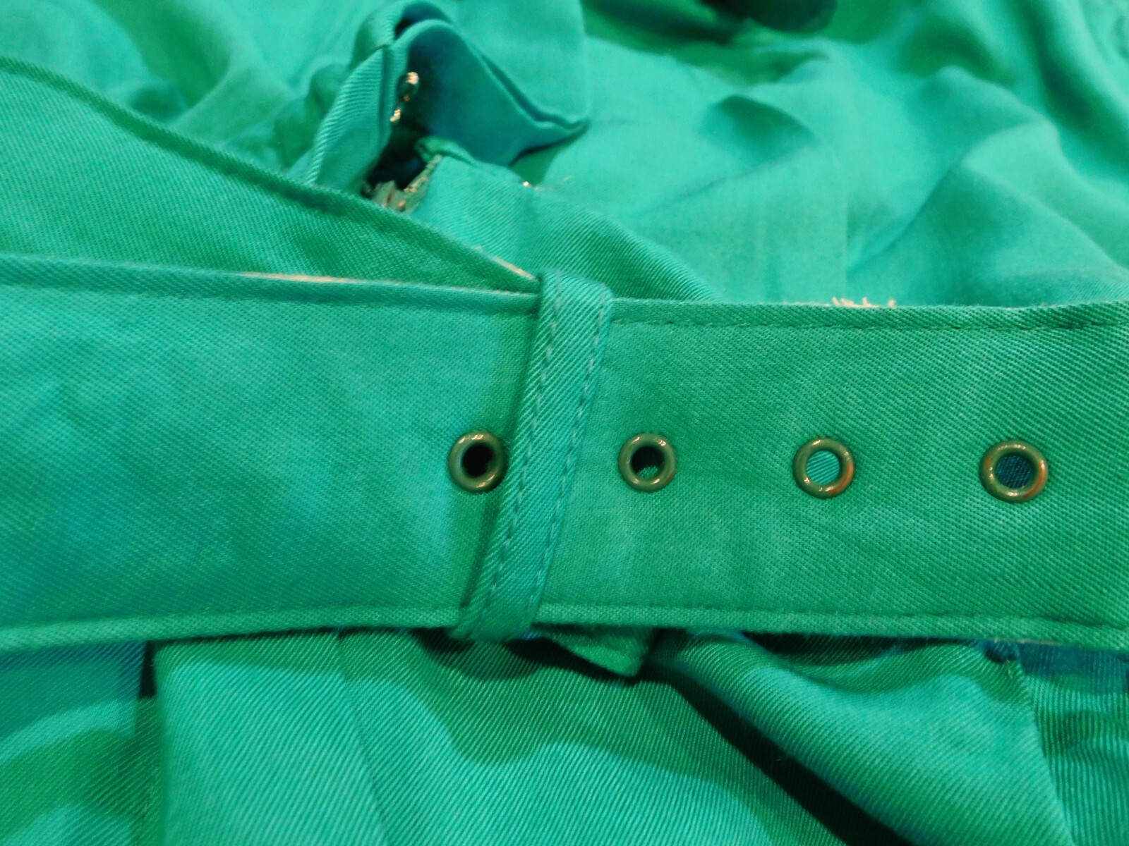 Vintage Katie MFG Size 7 8 Green Buttonfront Union Made USA 1980s Womens Dress