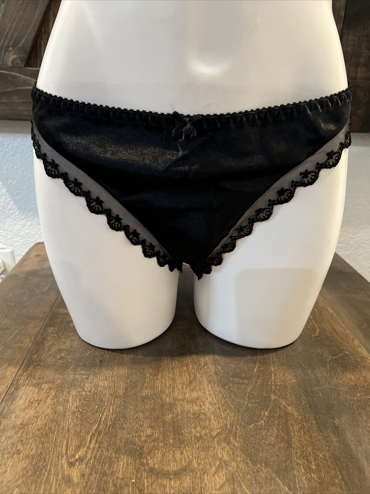 Vintage Silk Hi Cut Leg Satin Second Skin String Bikini Panties Loose XLarge