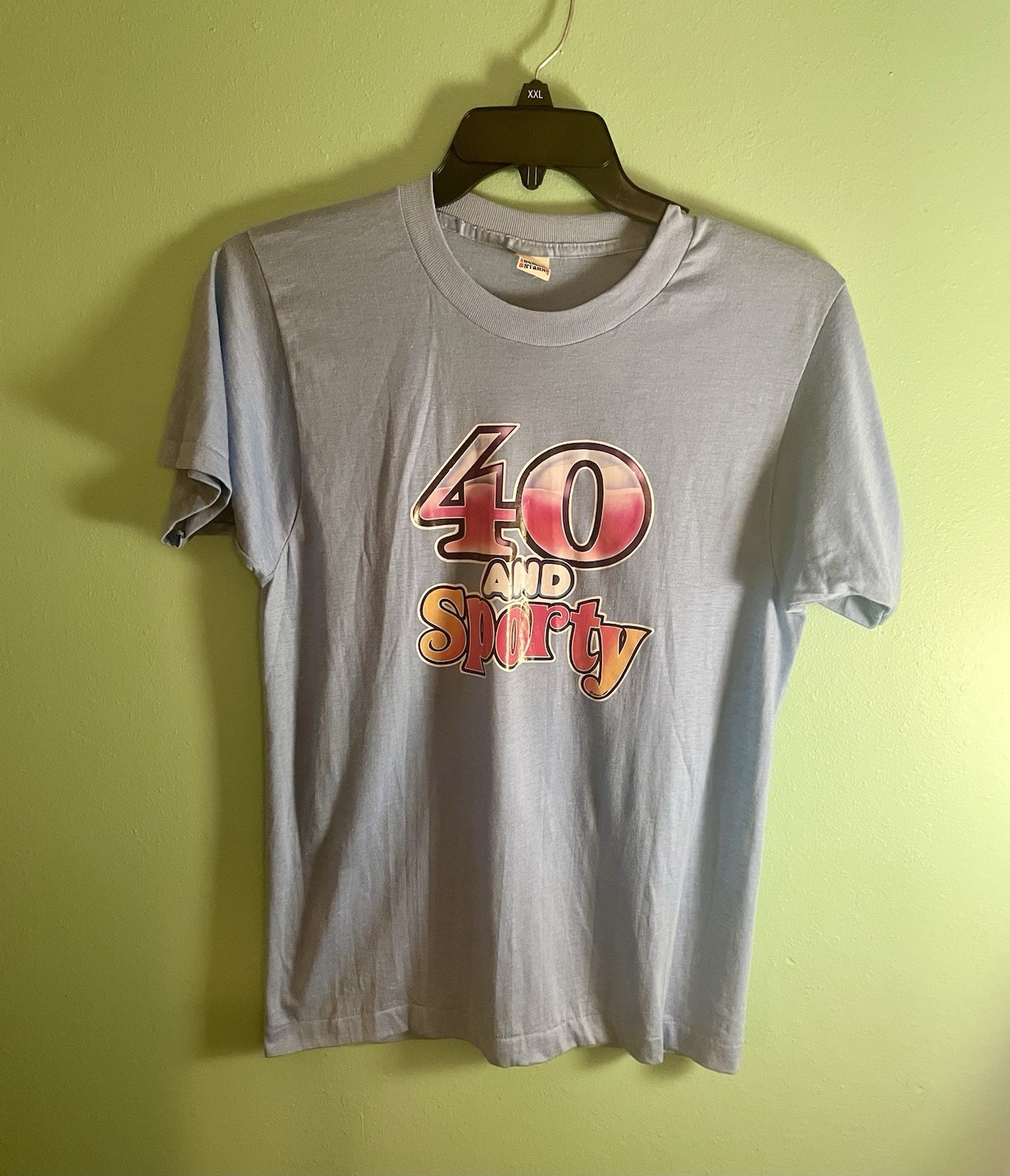 Vintage Screen Printed 40 And Sporty Single Stitch T Shirt Womens L Poly Cotton