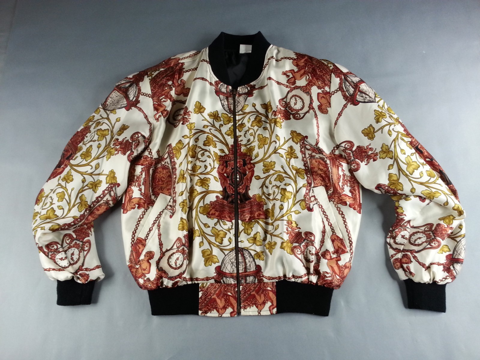 Vintage Retro 90’s Style Long Sleeve Jacket Korea Globe Florentine Pattern