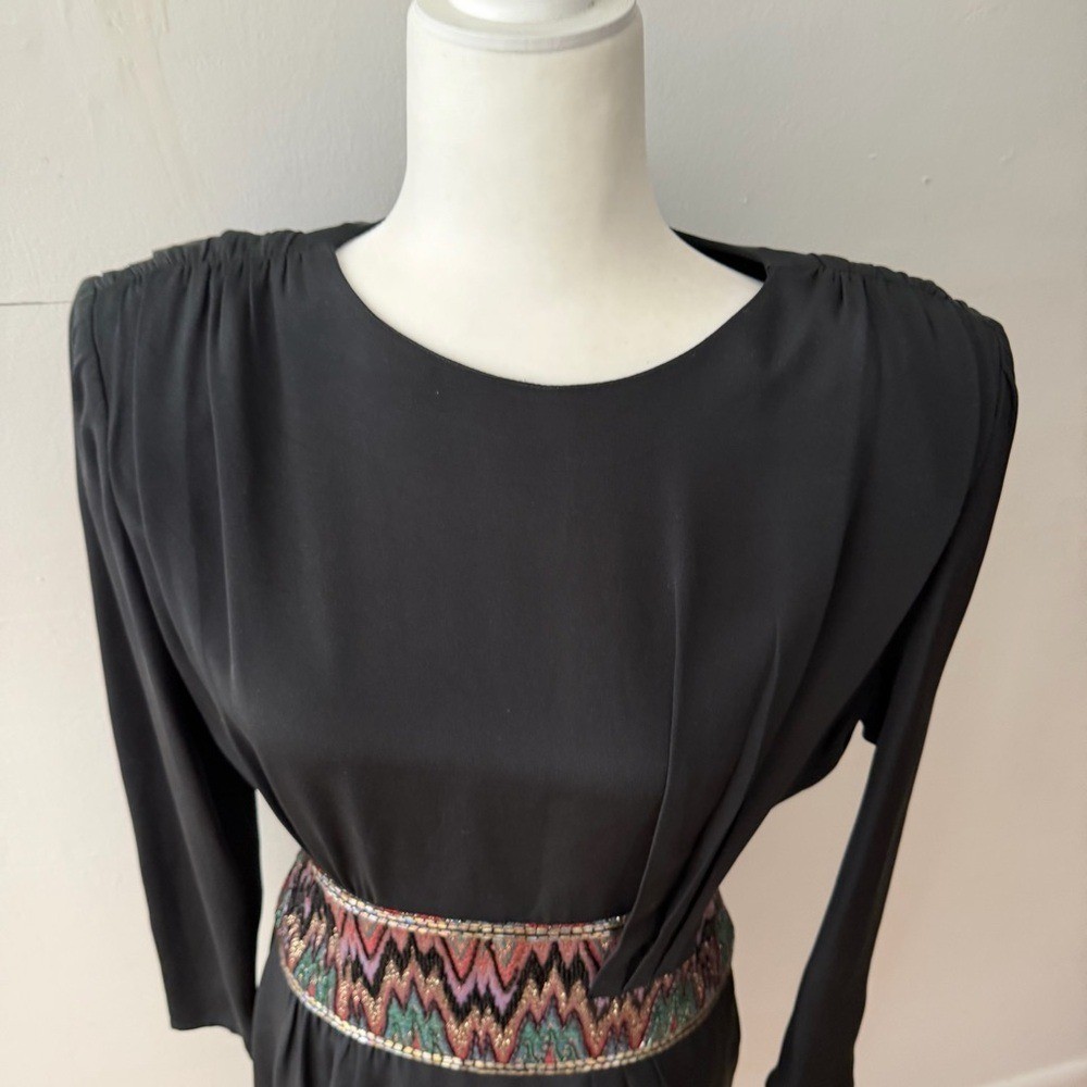 Vintage Francesca of Damon Midi Silk Cocktail Dress Whinsigoth Goth Beaded 1980s