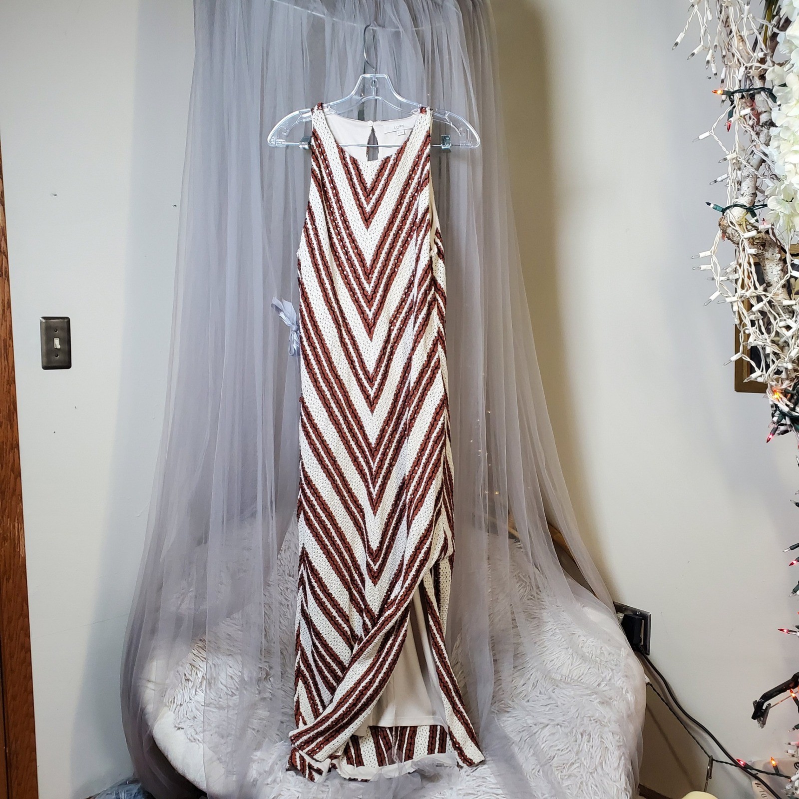 Bohemian Retro Crochet Knit Maxi Dress Resortwear Vacation Size 10 Timeless