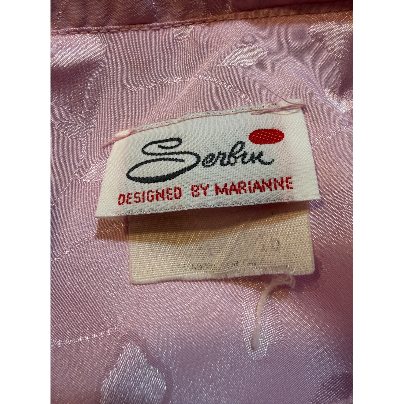 Vintage Serbin Designed by Marianne Pink Jacquard Floral Shirt Dress Belted 10