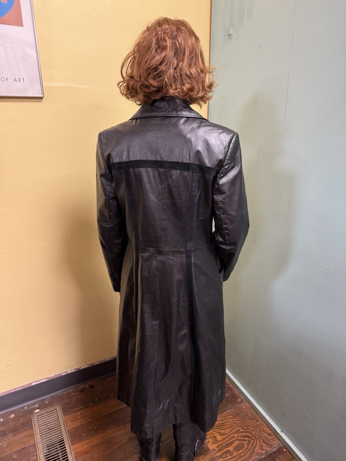 Vintage 70s The Tannery Montgomery Ward Black Leather & Suede Trench