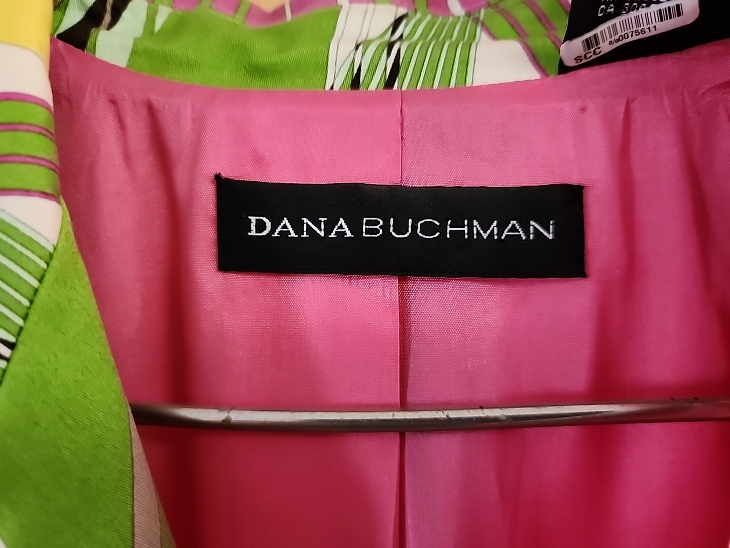 VTG Dana Buchman Blazer Sz10 Women’s Multi Color Coat Jacket Pink Lined Retro
