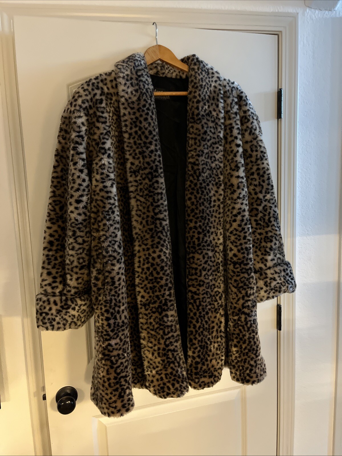 Vintage Monterey Fashion Cheetah/Leopard Print Faux Fur Coat Womens Size L