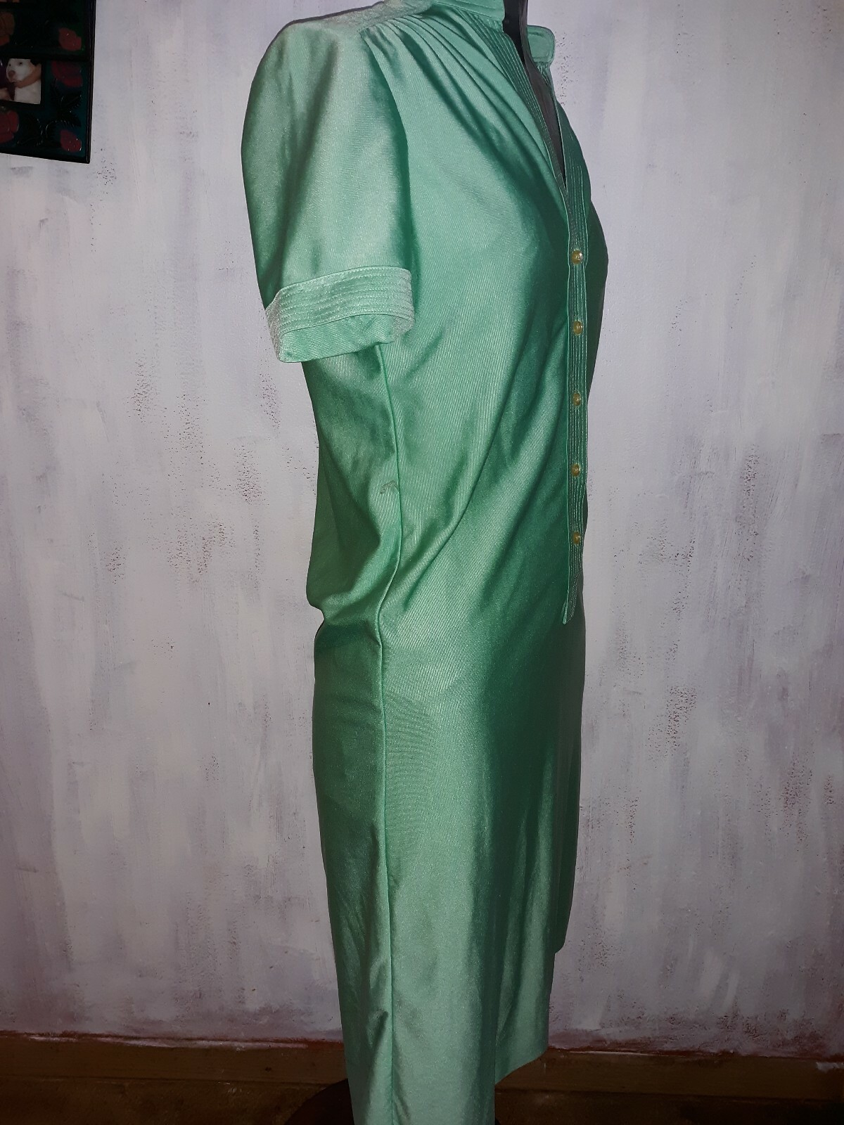 Vintage 60s 70s Schrader Sport New York Mod Shift Taupe Short Sleeve Dress sz6