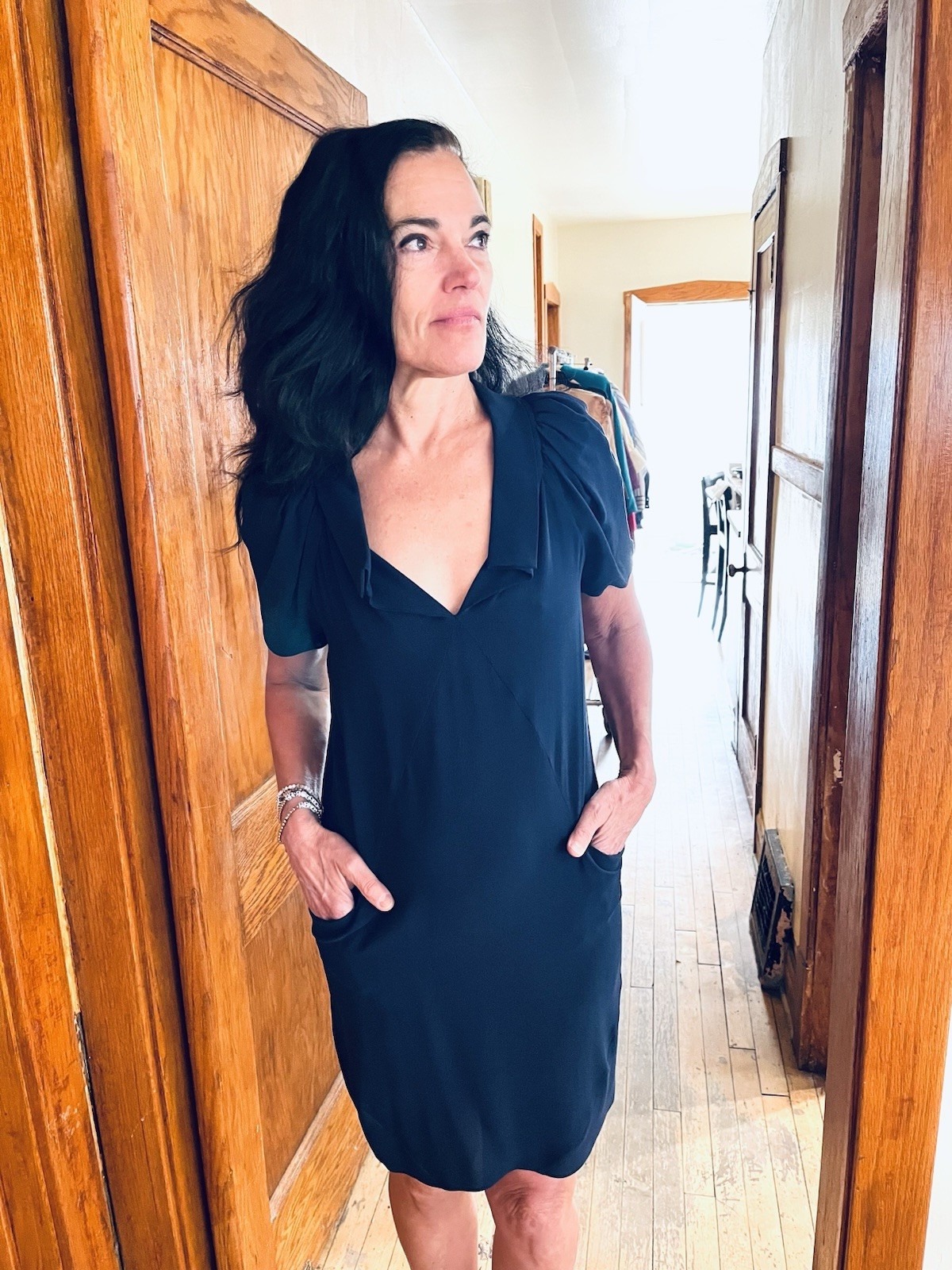 Balenciaga Nicholas Ghesquiere 2008 Navy Silk Dress Vintage Summer Day Dress
