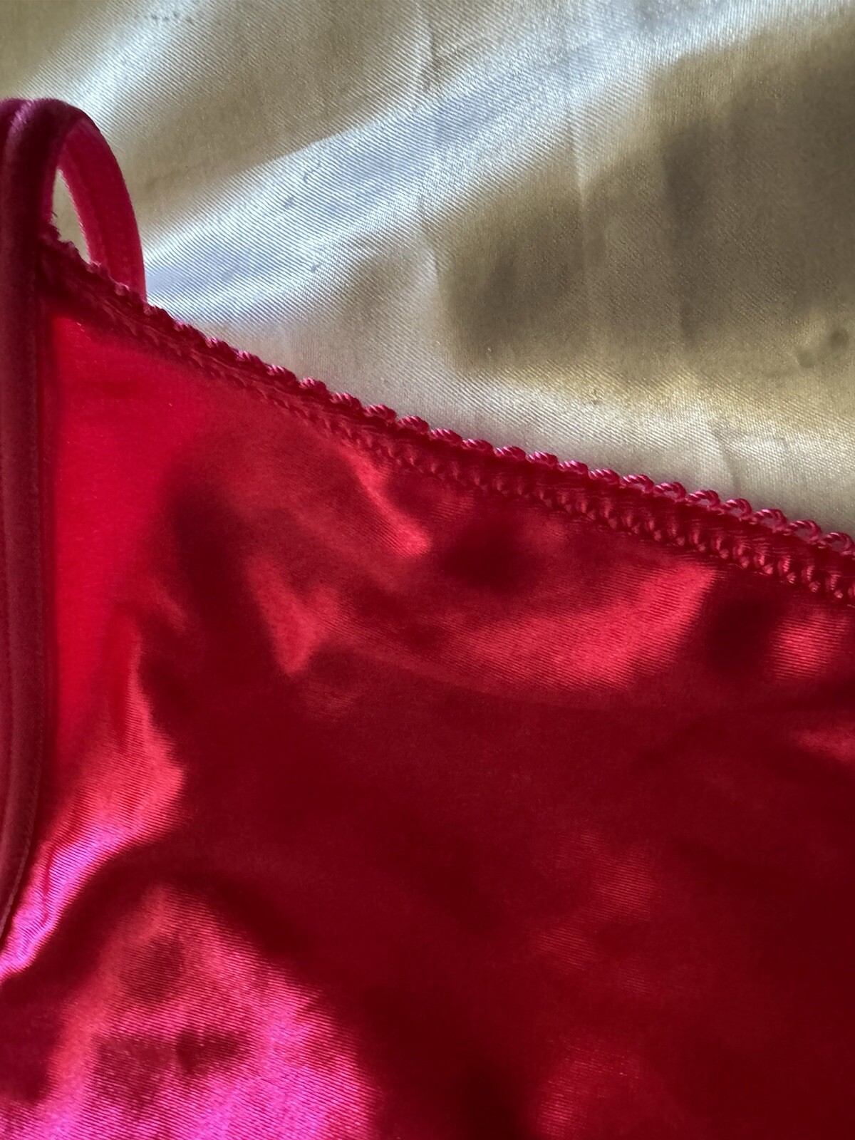 VTG Smart & Sexy SECOND SKIN SATIN STRING BIKINI PANTY Sz 8 XL Hot Pink