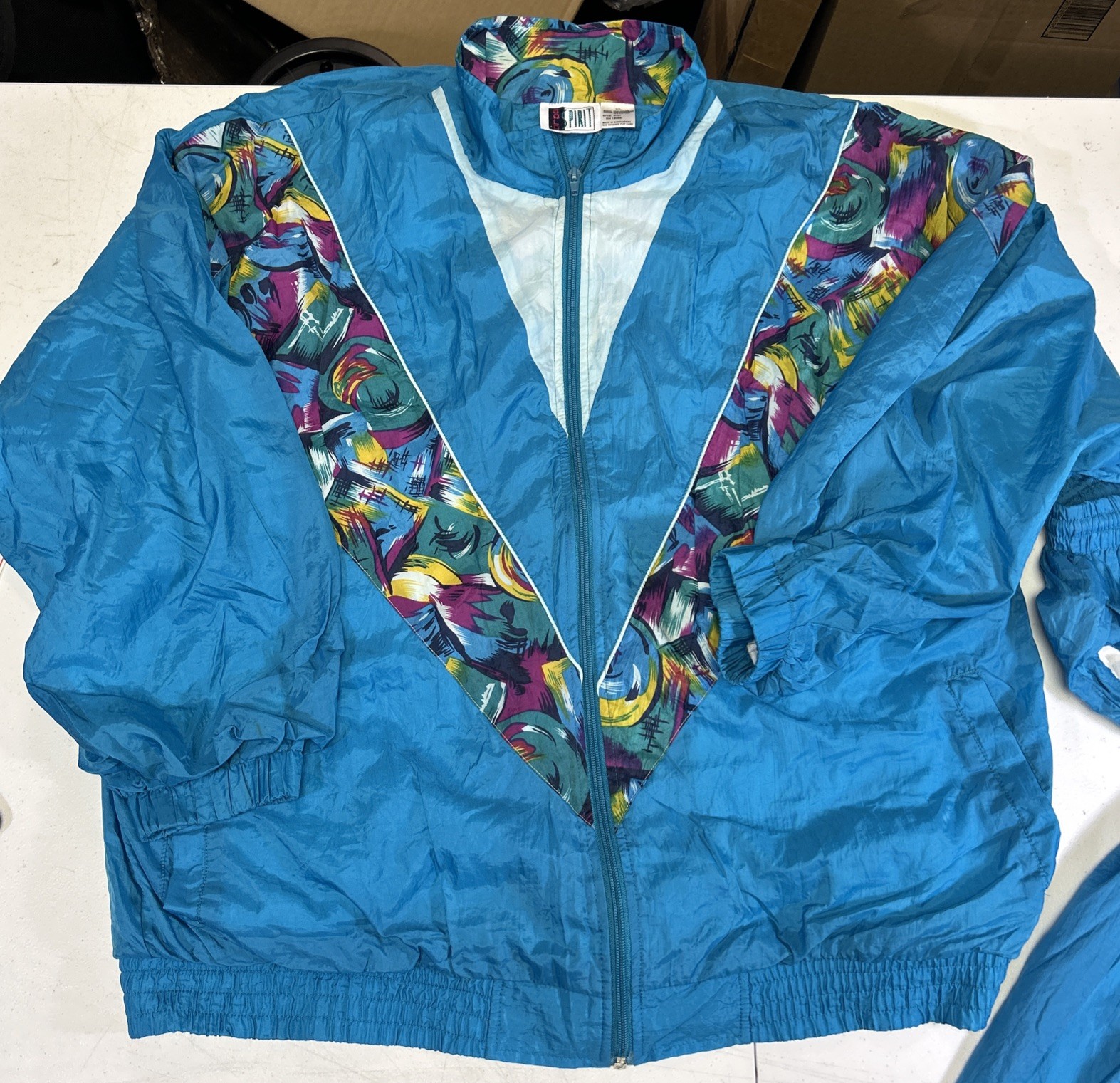 Retro Track Suit 80s 90s Women’s X LARGE Nylon Bolo Spirit Athletic COLORBLOCK