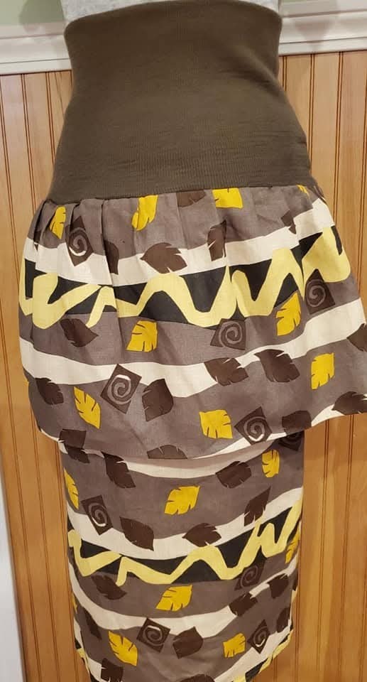 Vtg ANNE MARIE BERETTA 89 Paris rnway couture linen peplum skirt abstract print