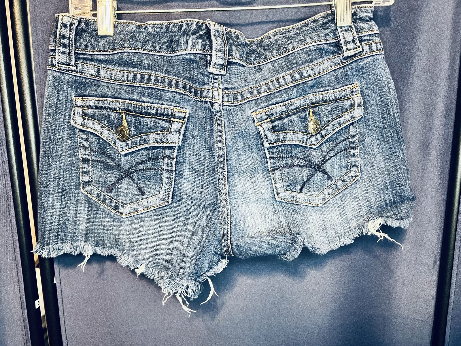 A.N.A A New Approach Womens Denim Shorts Studded Distressed Raw Hem