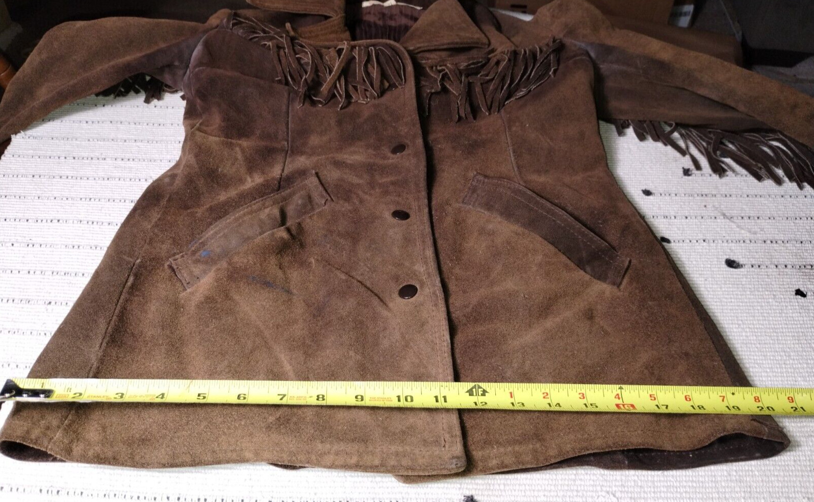 Western VINTAGE leather FRINGE heavy LEATHER size 12 biker COWGIRL
