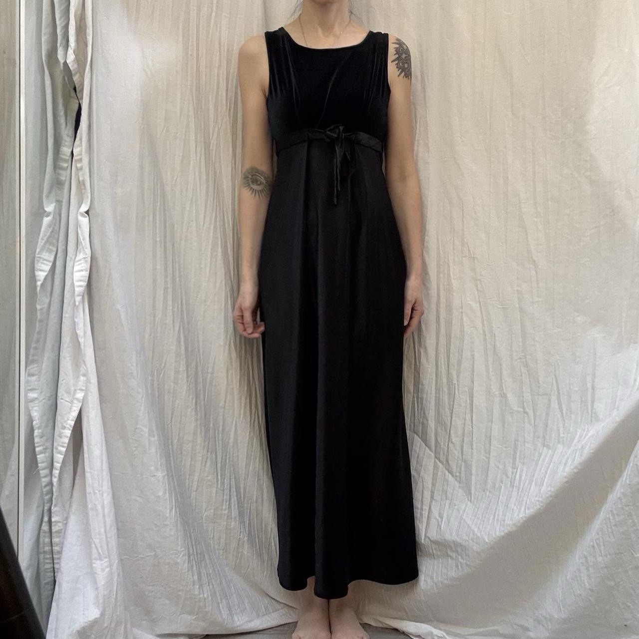 Black Velvet And Satin Maxi Dress By CDC Vintage 90s Size S/M Whimsygoth Witchy