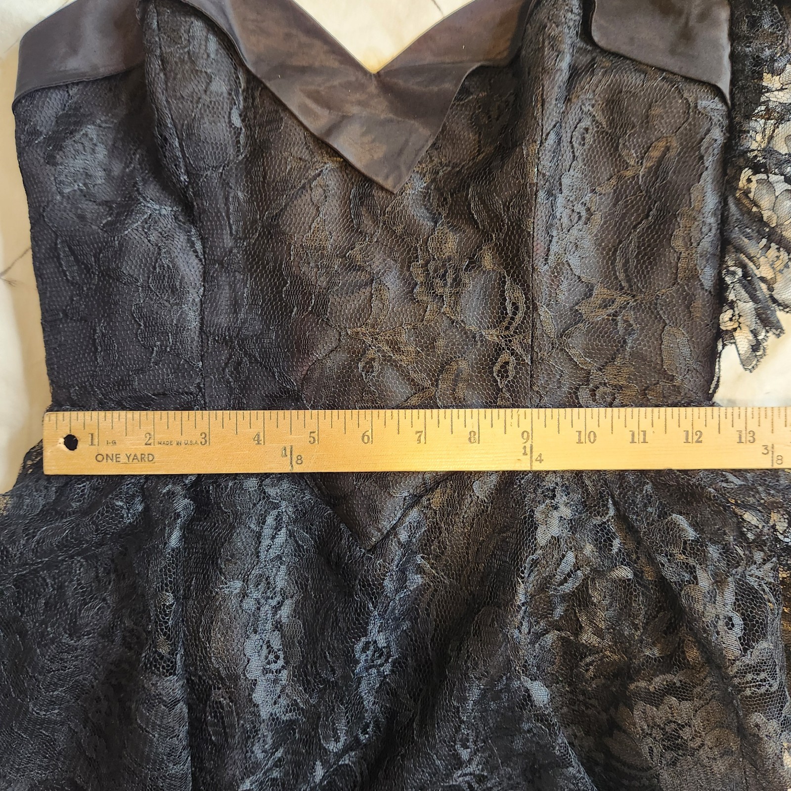 Vtg Black Lace One Shoulder Cocktail Dress 80s Peplum Climax For David Howard