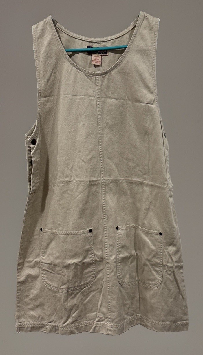 Vintage Northcrest Size M (10/12) Jumper Dress Pockets Tan Denim Cotton