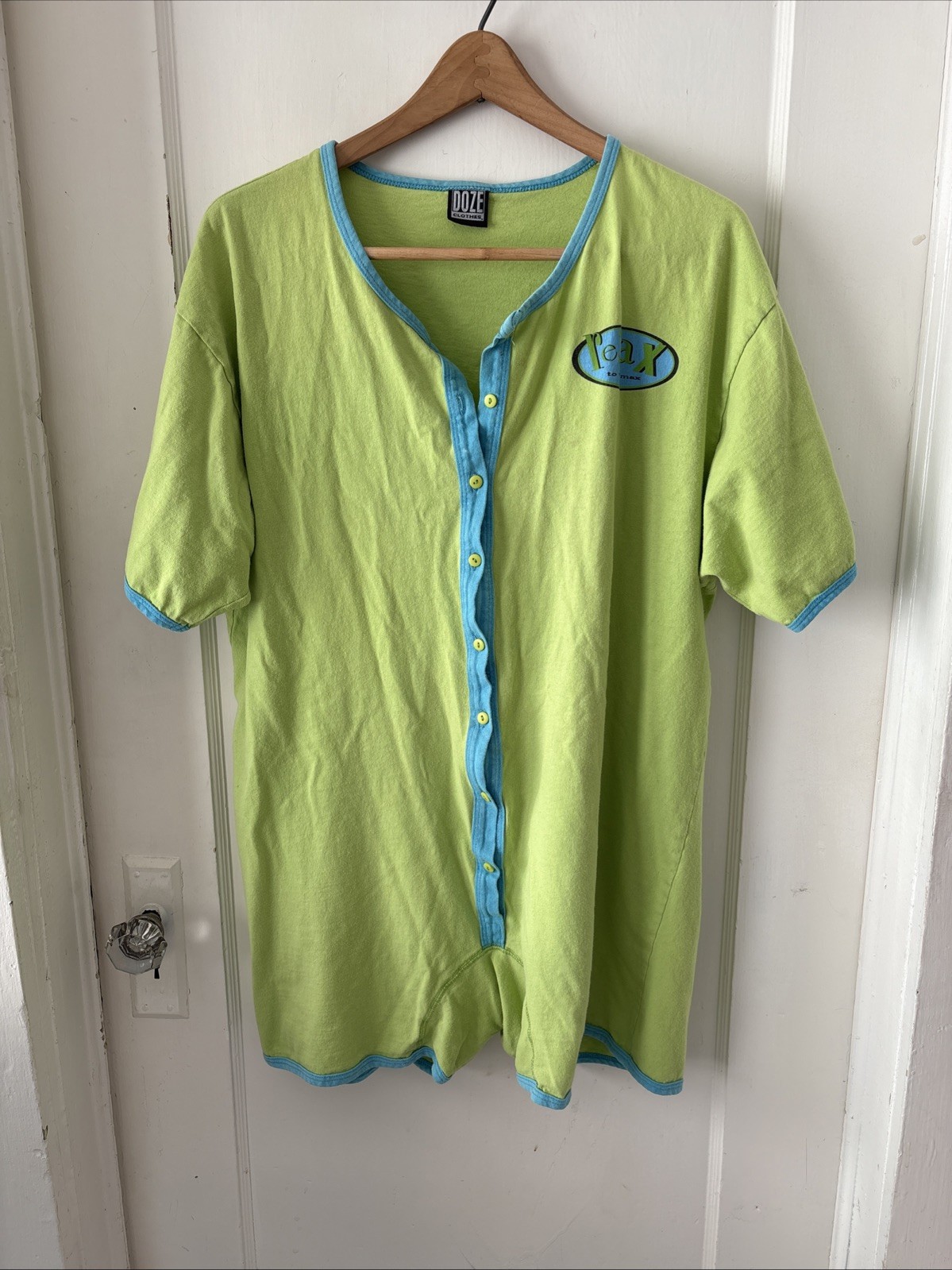 Doze Clothes Vintage 1990s Lime Green Relax To The Max Sleep Romper Size L