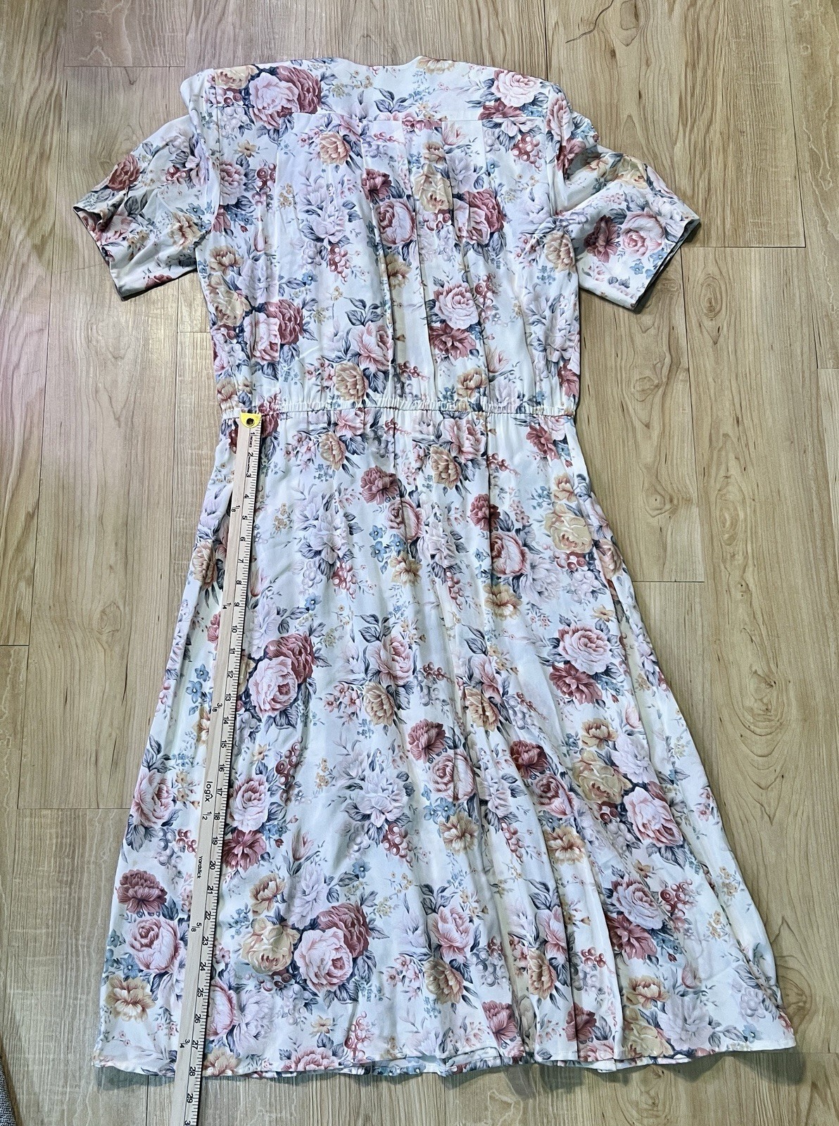 Vintage Liz Claiborne Pleated Floral A-Line Dress Size 10 Button Front Prairie