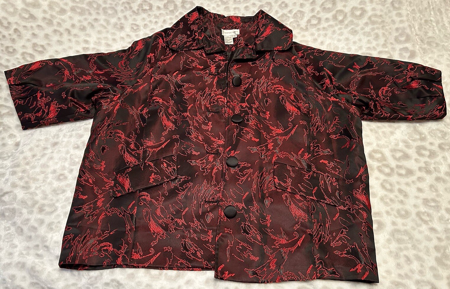 Newport News Size 10 Vintage Women’s Jacket Blazer Red Black Pattern Style 51158