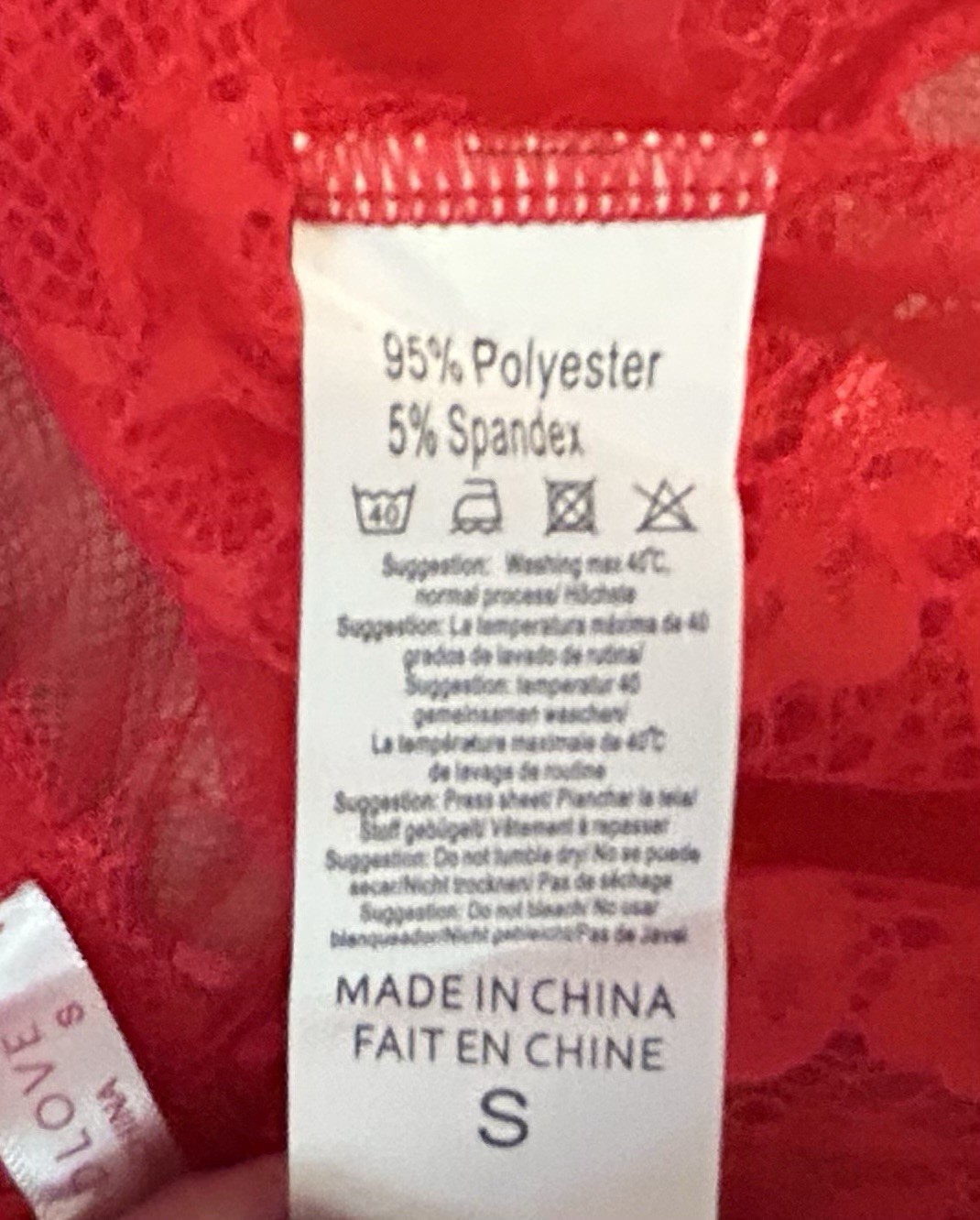 2PC AVIDLOVE Red Shiny Sheer Lace Peek A Boo Front Closure Nightie & Panties S