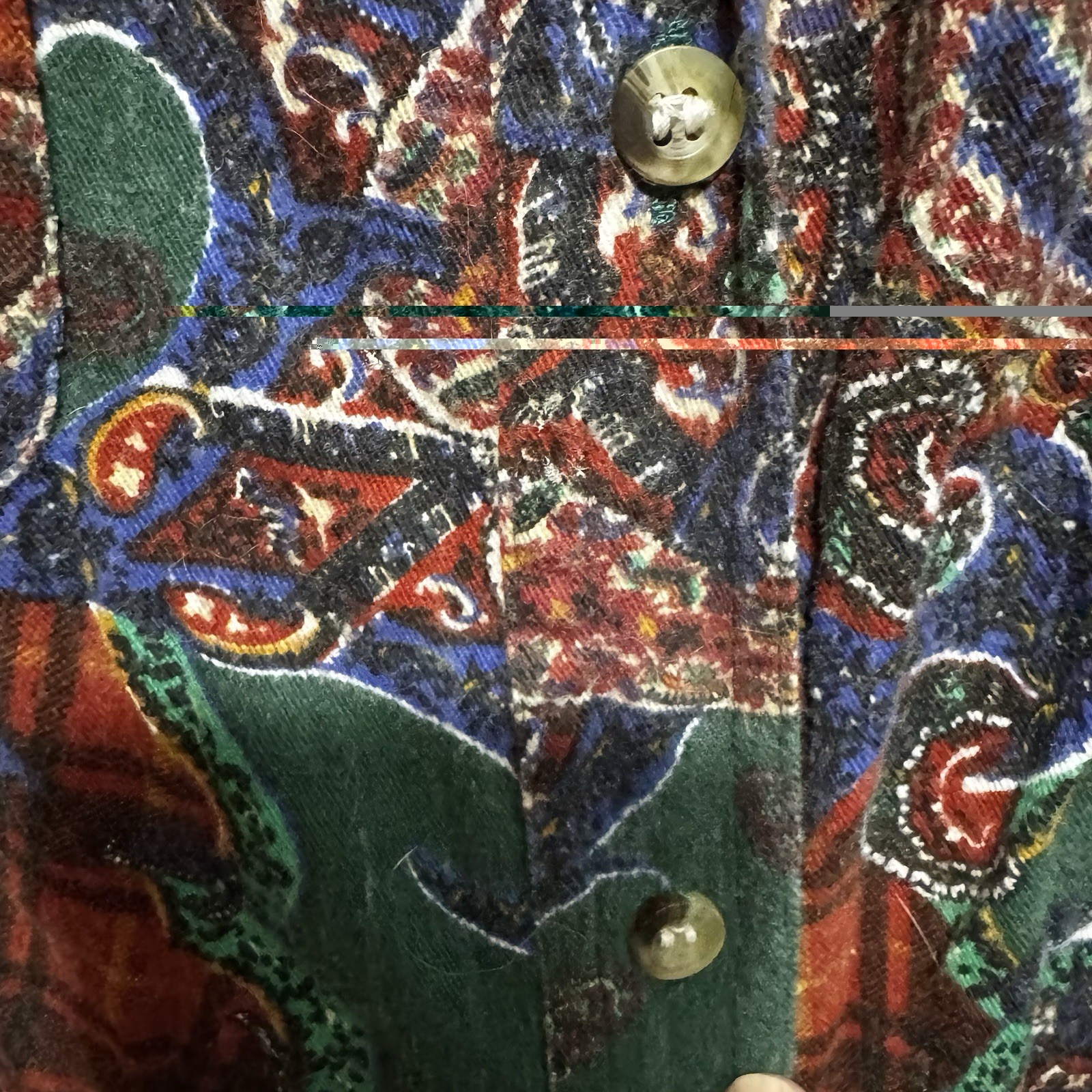 No Barriers Flannel & Denim Western Style Shirt Women’s Small Plaid Paisley Vtg
