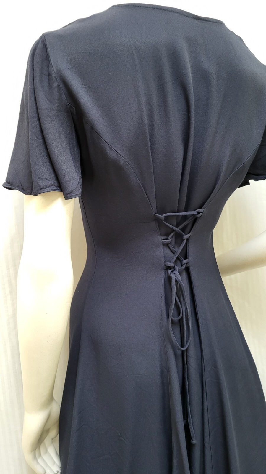 Vintage 1990’s Be Smart Blue Button Front Tie Back Dress – Size S