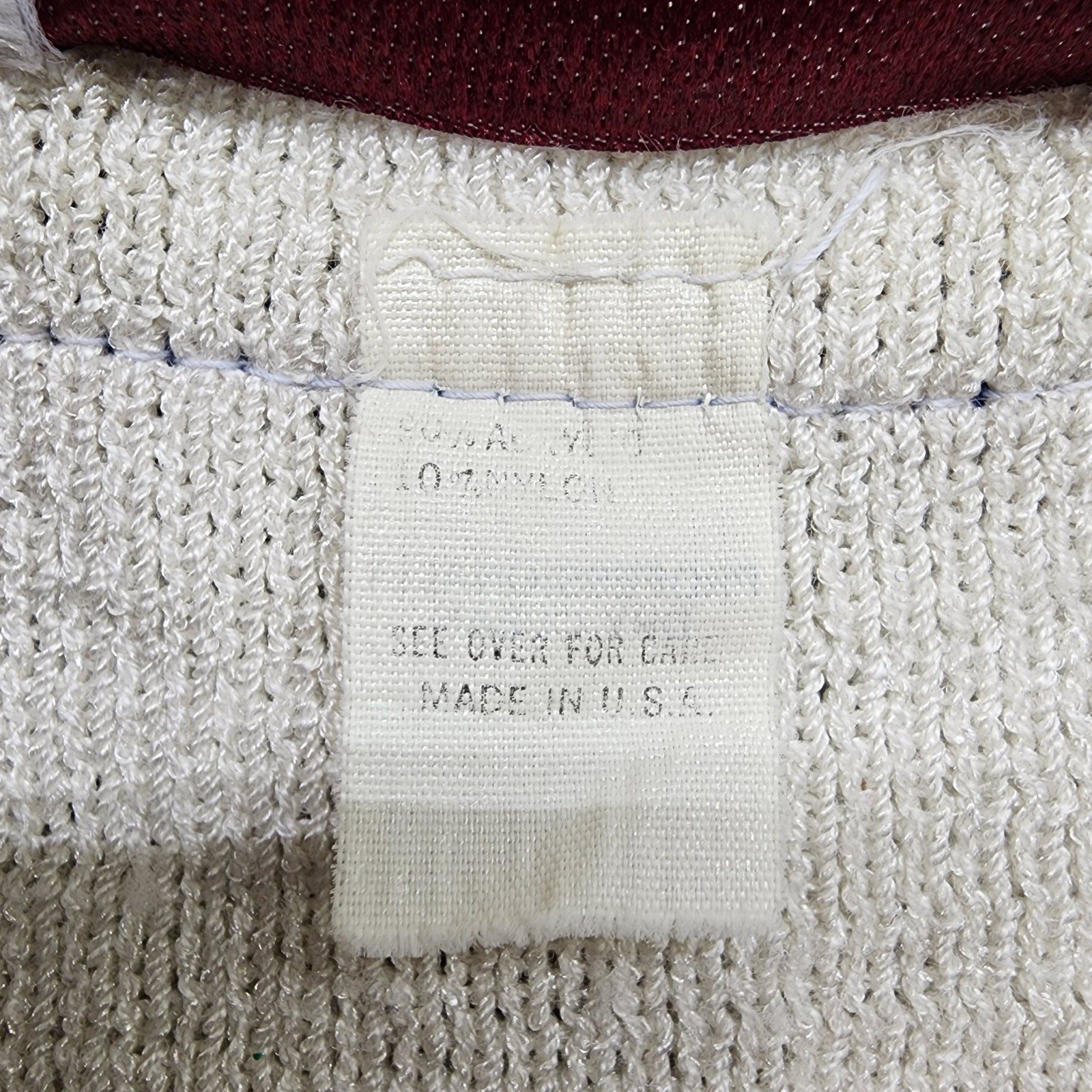 Vintage Castleberry I.Magnin Sweater Womens 16 Cream Blue V-Neck Short Sleeve