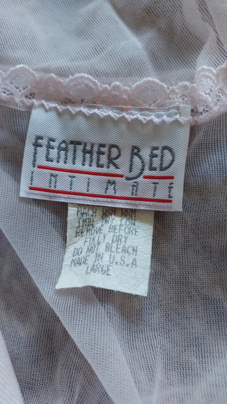 Vintage Featherbed Intimate Pink Lace Peignoir Lingerie Set Size Large