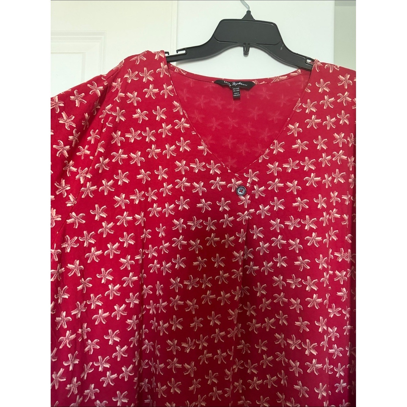 Ulla Popken Red starfish sea ocean dress plus 24/26 short sleeve granny vtg